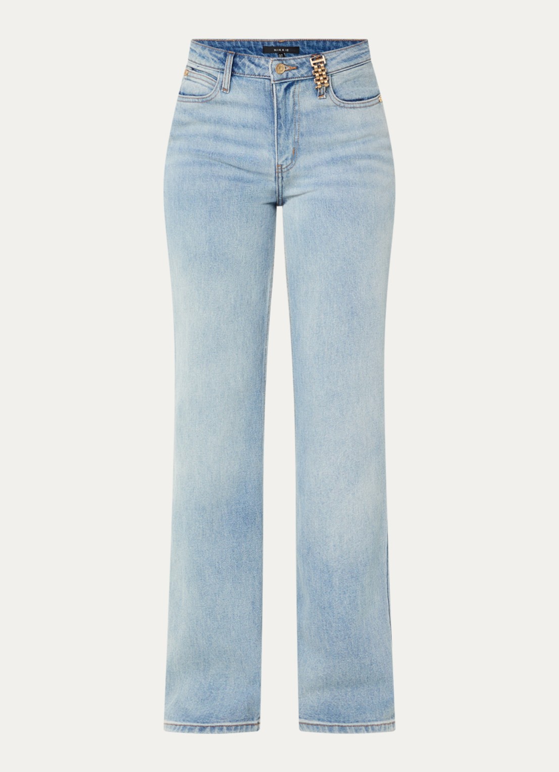 NIKKIE Aina high waist straight leg jeans met lichte wassing - voorkant 4 indigo