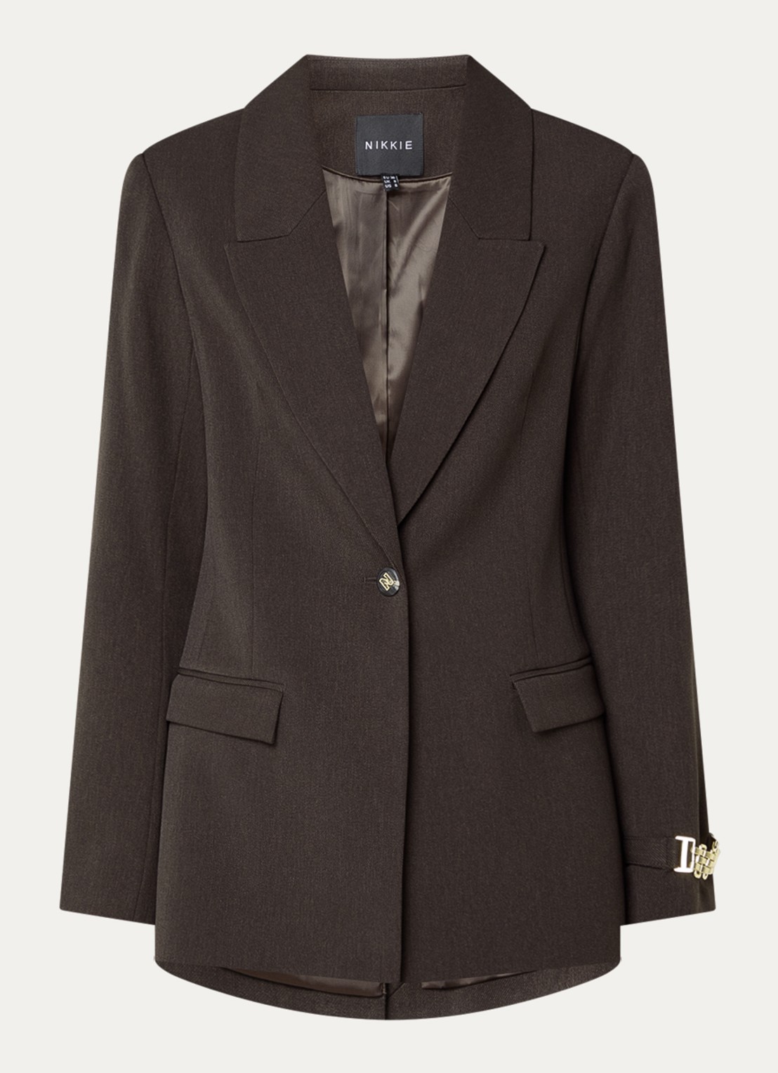 NIKKIE Aisley blazer met klepzakken - voorkant 2 chocoladebruin