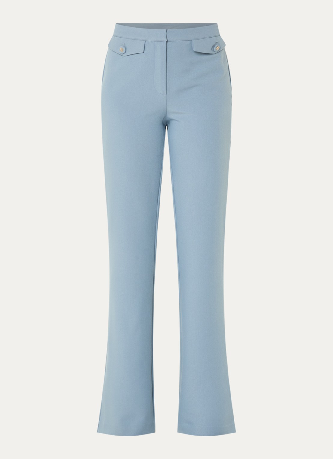 NIKKIE Alani mid waist straight fit pantalon met stretch - voorkant 3 lichtblauw