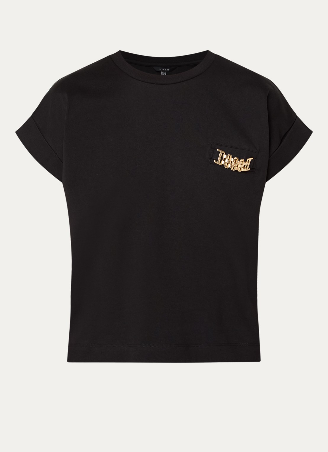NIKKIE Aleena T-shirt met ronde hals - voorkant 2 zwart