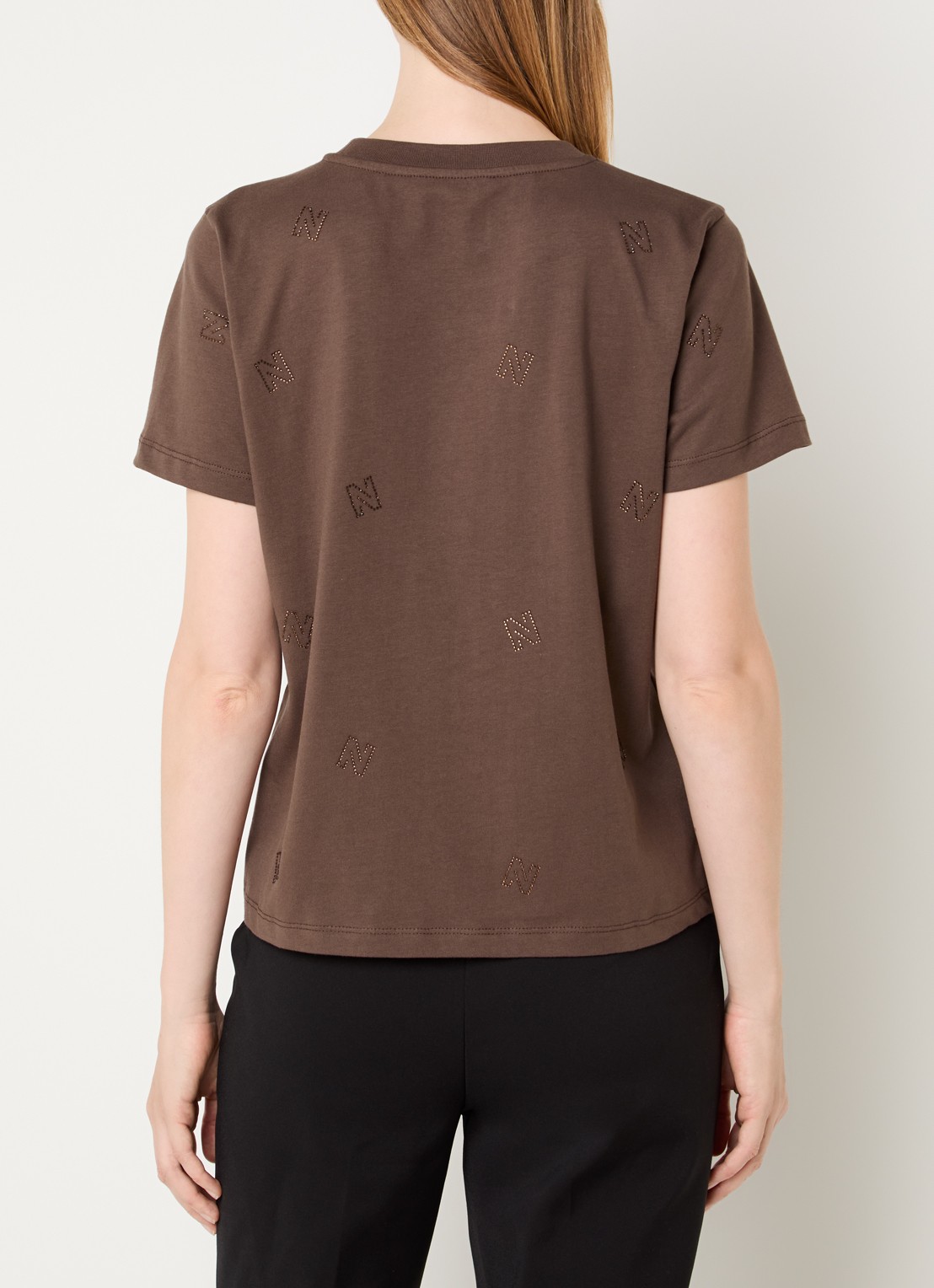 NIKKIE Allover N T-shirt met logoprint en strass - achterkant 4 zwart