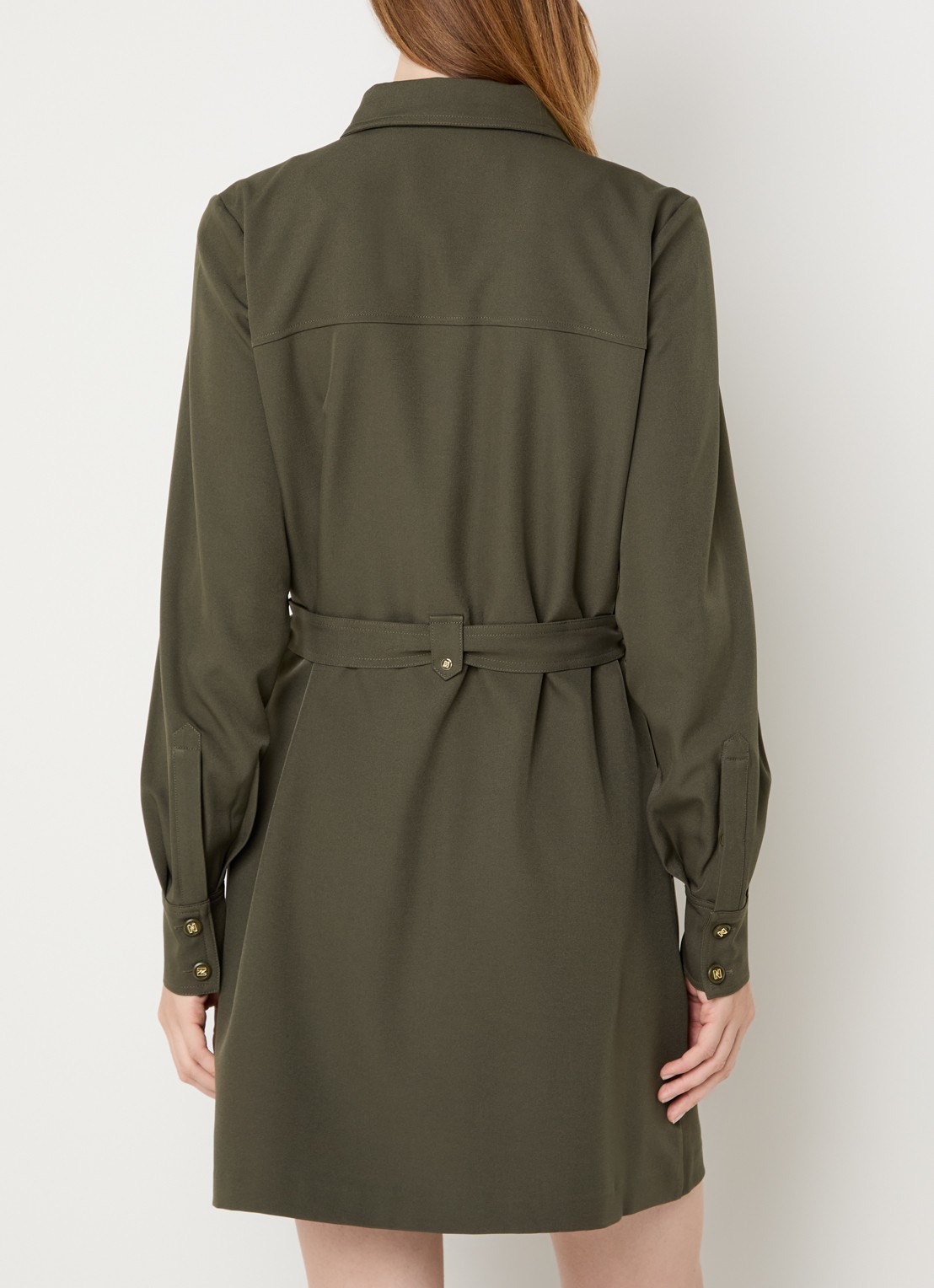 NIKKIE Alva midi blousejurk met strikceintuur - achterkant 3 groen
