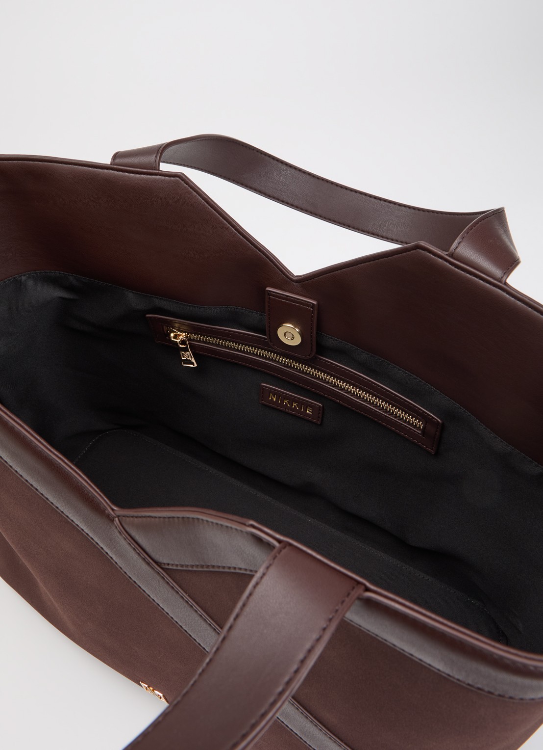 NIKKIE Alvin shopper met logo - detail 3 chocoladebruin
