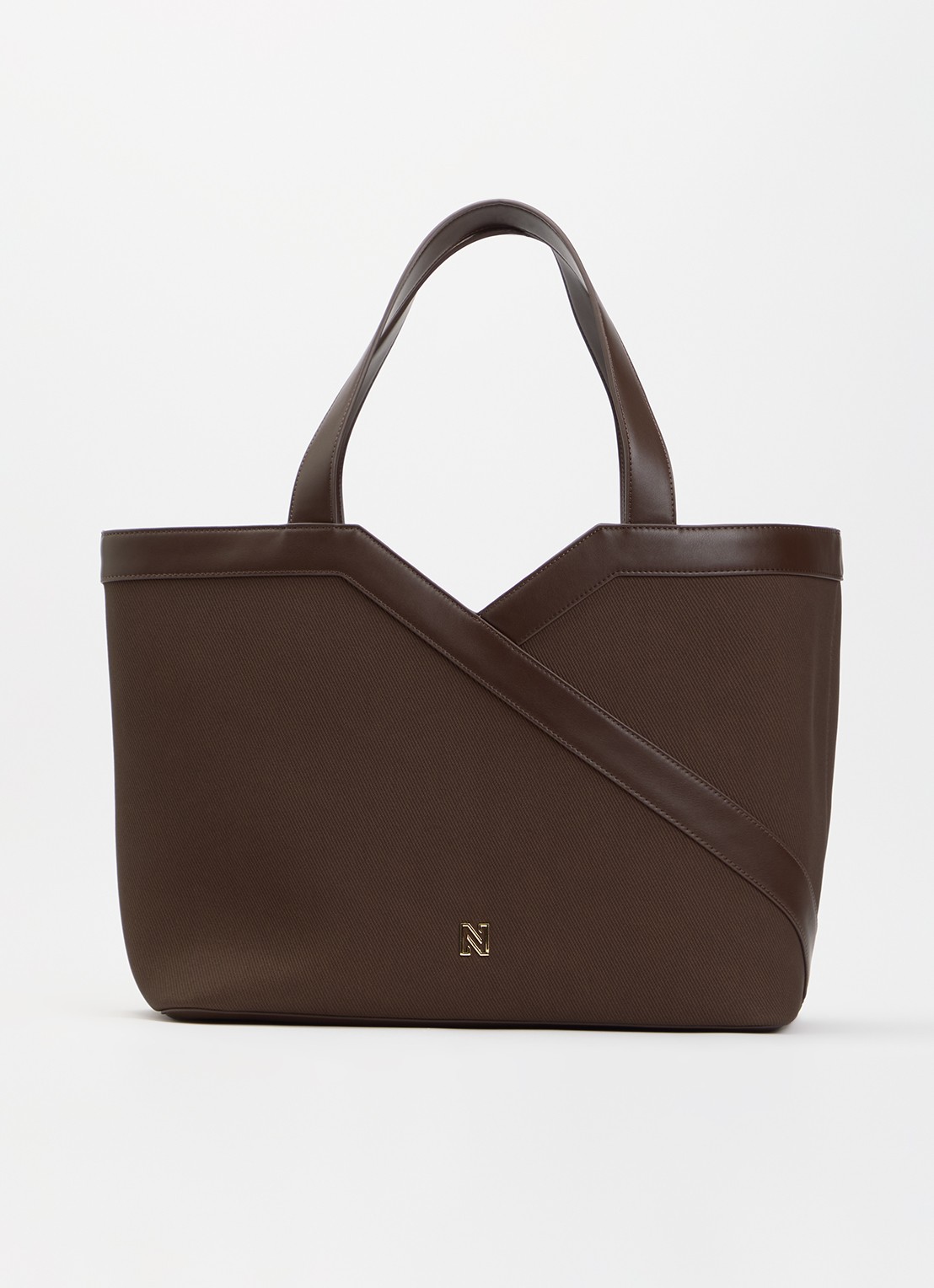 NIKKIE Alvino shopper met logo - voorkant 4 bruin