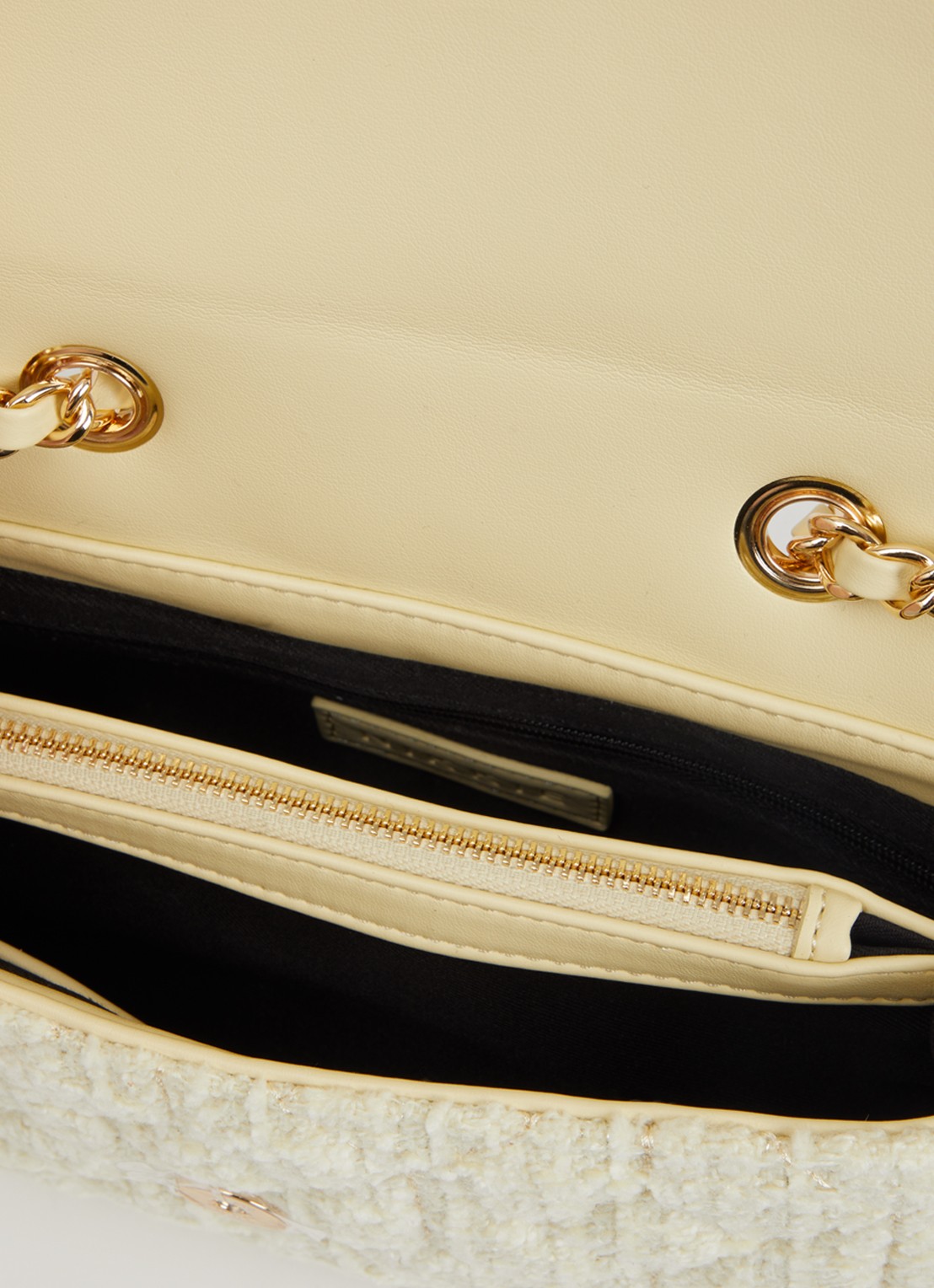 NIKKIE Ann schoudertas met tweed-look - detail 2 lichtgeel