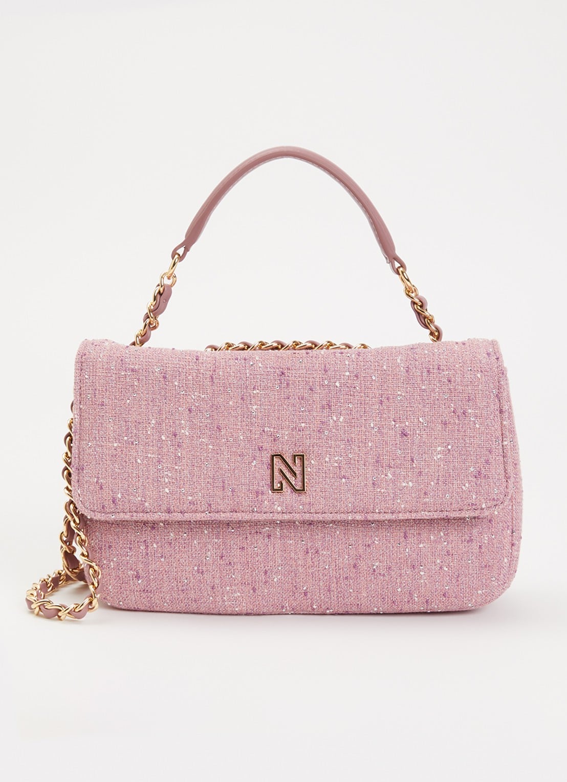 NIKKIE Ann Shiny crossbodytas met strass - voorkant 2 roze