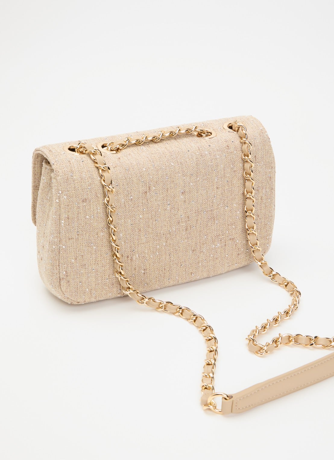 NIKKIE Ann Shiny crossbodytas met strass - achterkant 5 beige