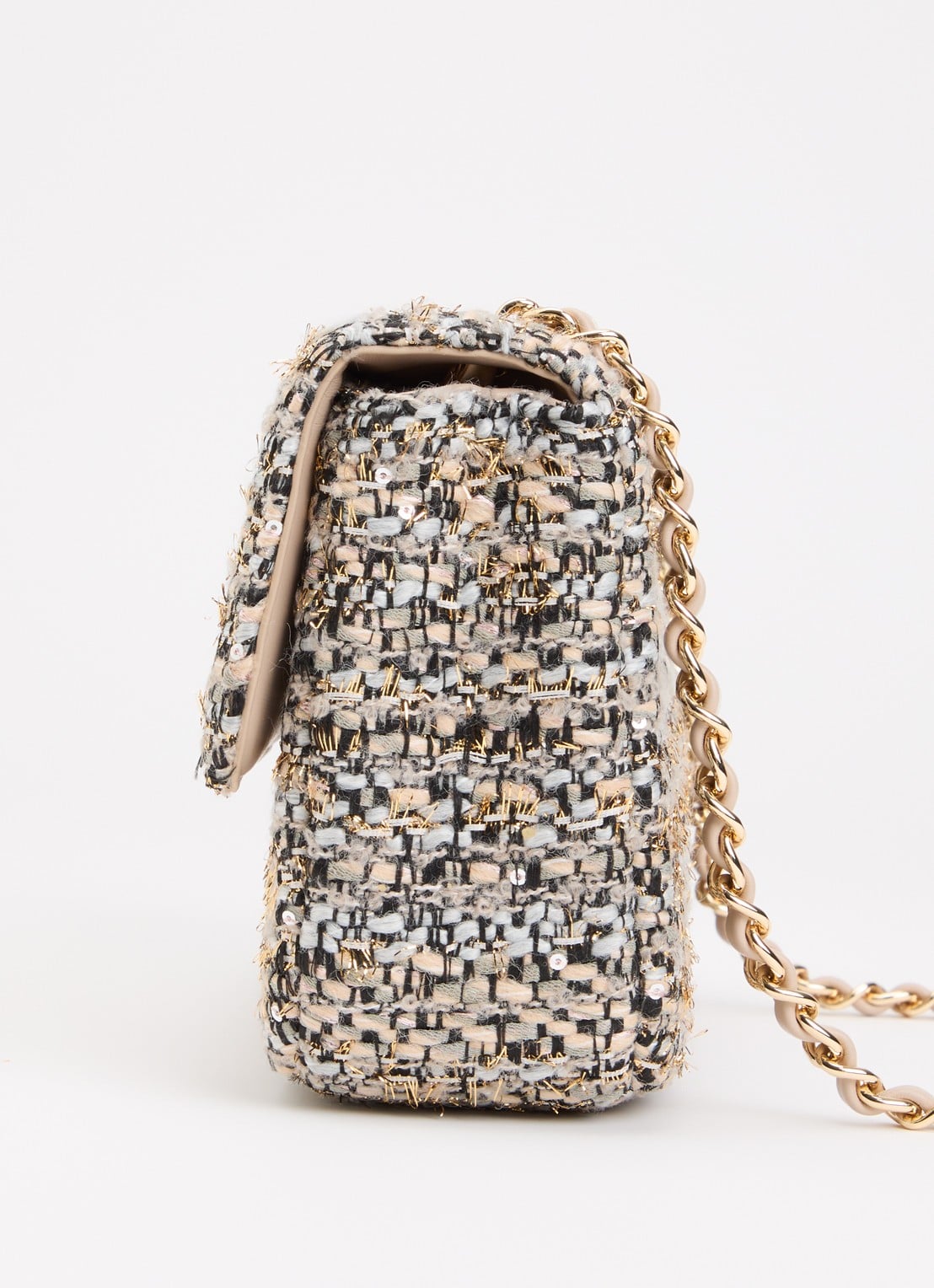 NIKKIE Ann Tweed schoudertas in wolblend met glitter - detail 2 donkerbeige
