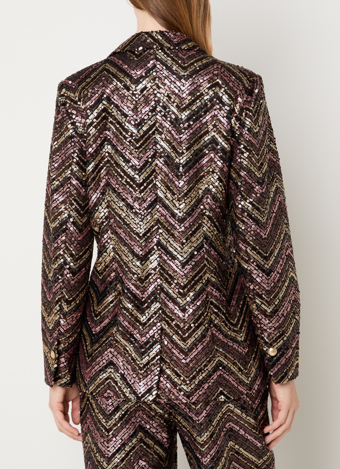NIKKIE Annelies double-breasted blazer met pailletten  - achterkant 3 oudroze