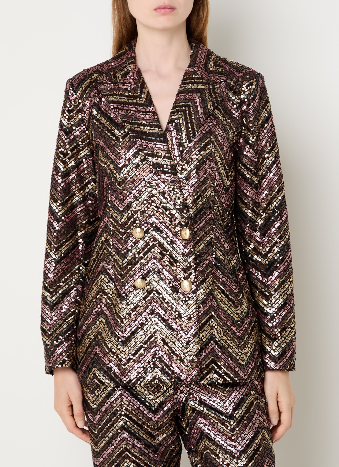 NIKKIE Annelies double-breasted blazer met pailletten  - detail 4 oudroze