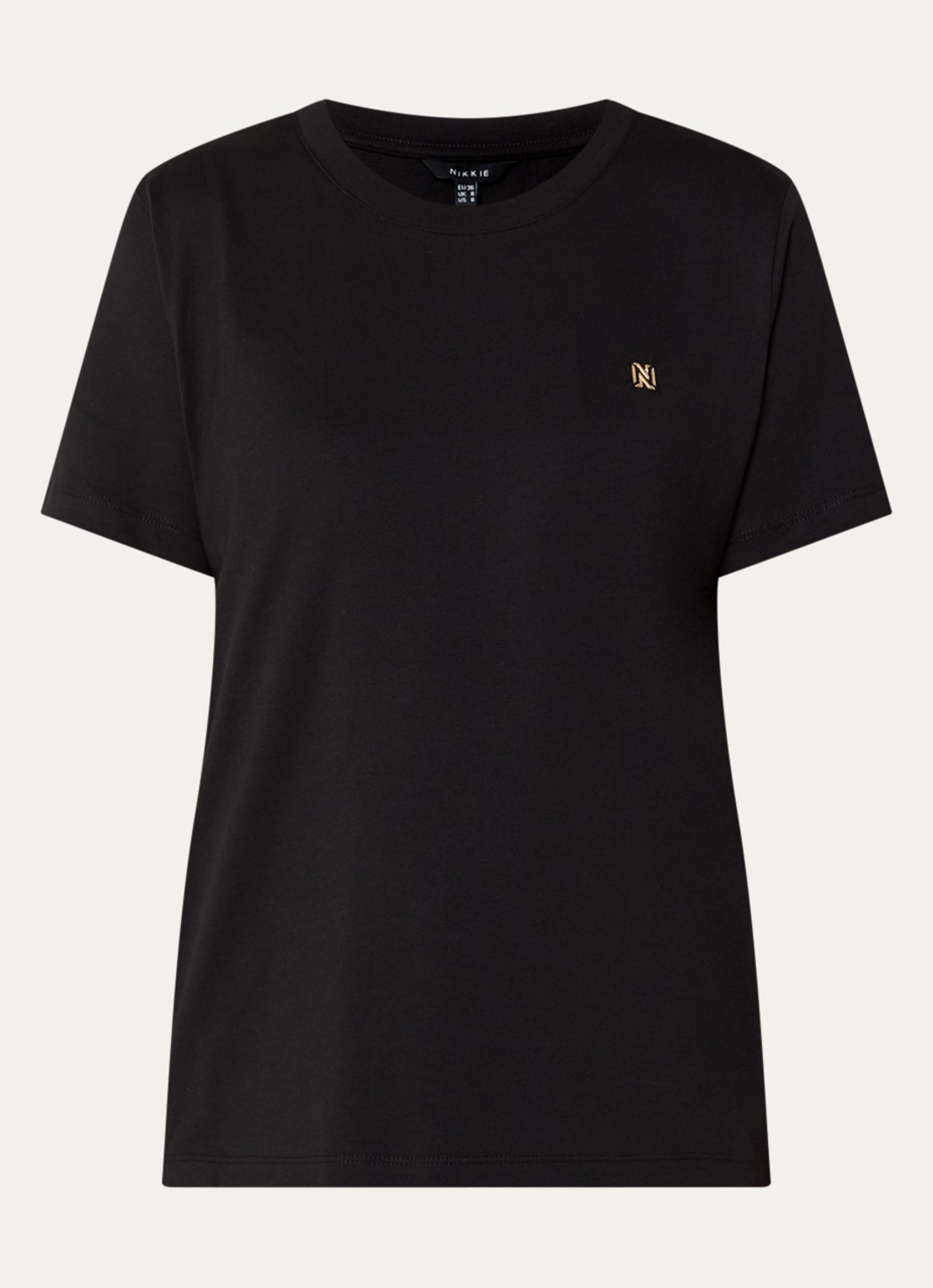 NIKKIE Arella T-shirt met logo - voorkant 2 zwart