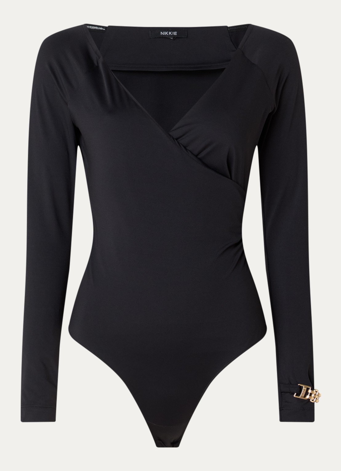 NIKKIE Ariela body top met stretch - voorkant 2 zwart