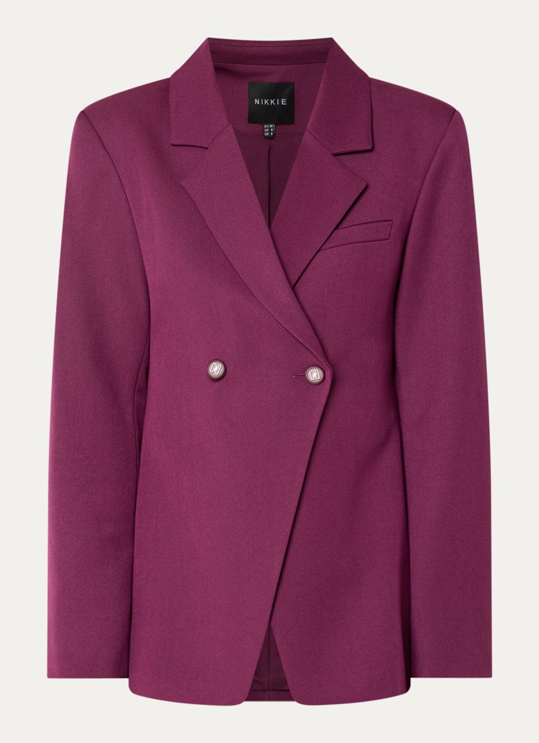 NIKKIE Ashira double-breasted blazer met schoudervulling - voorkant 2 aubergine