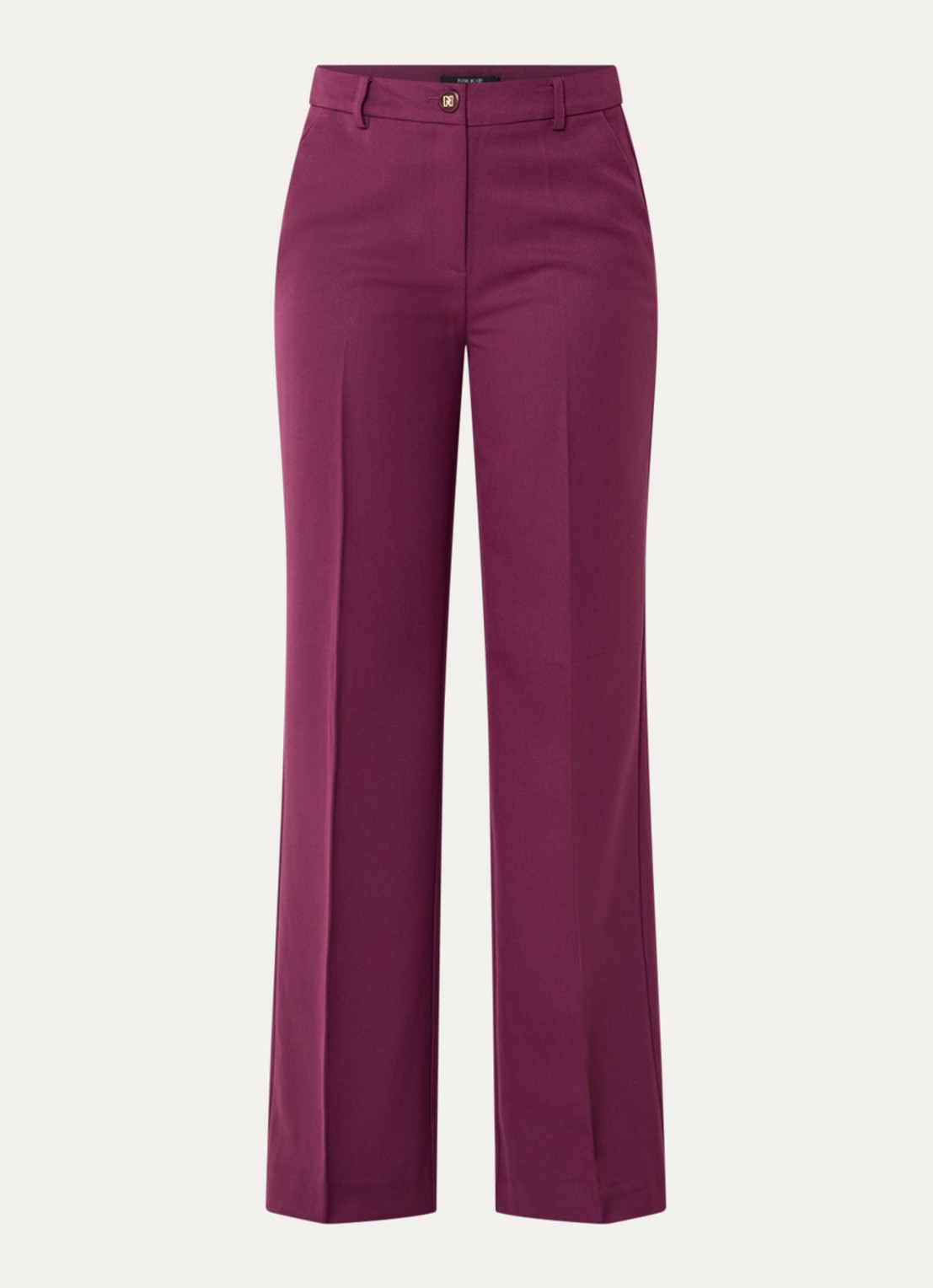 NIKKIE Ashira high waist straight fit pantalon met persplooi - voorkant 3 aubergine