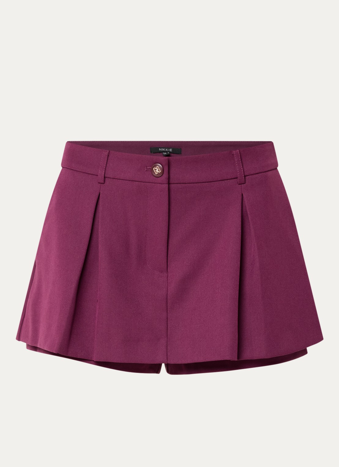 NIKKIE Ashira mini rok met plooidetail - voorkant 2 aubergine