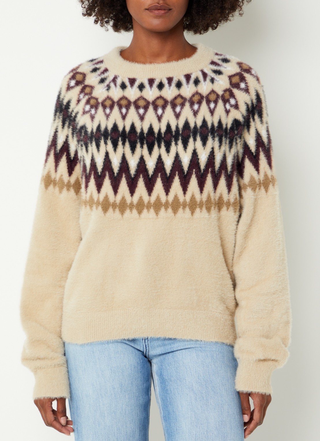 NIKKIE Aster fijngebreide pullover met ingebreid dessin - detail 4 creme