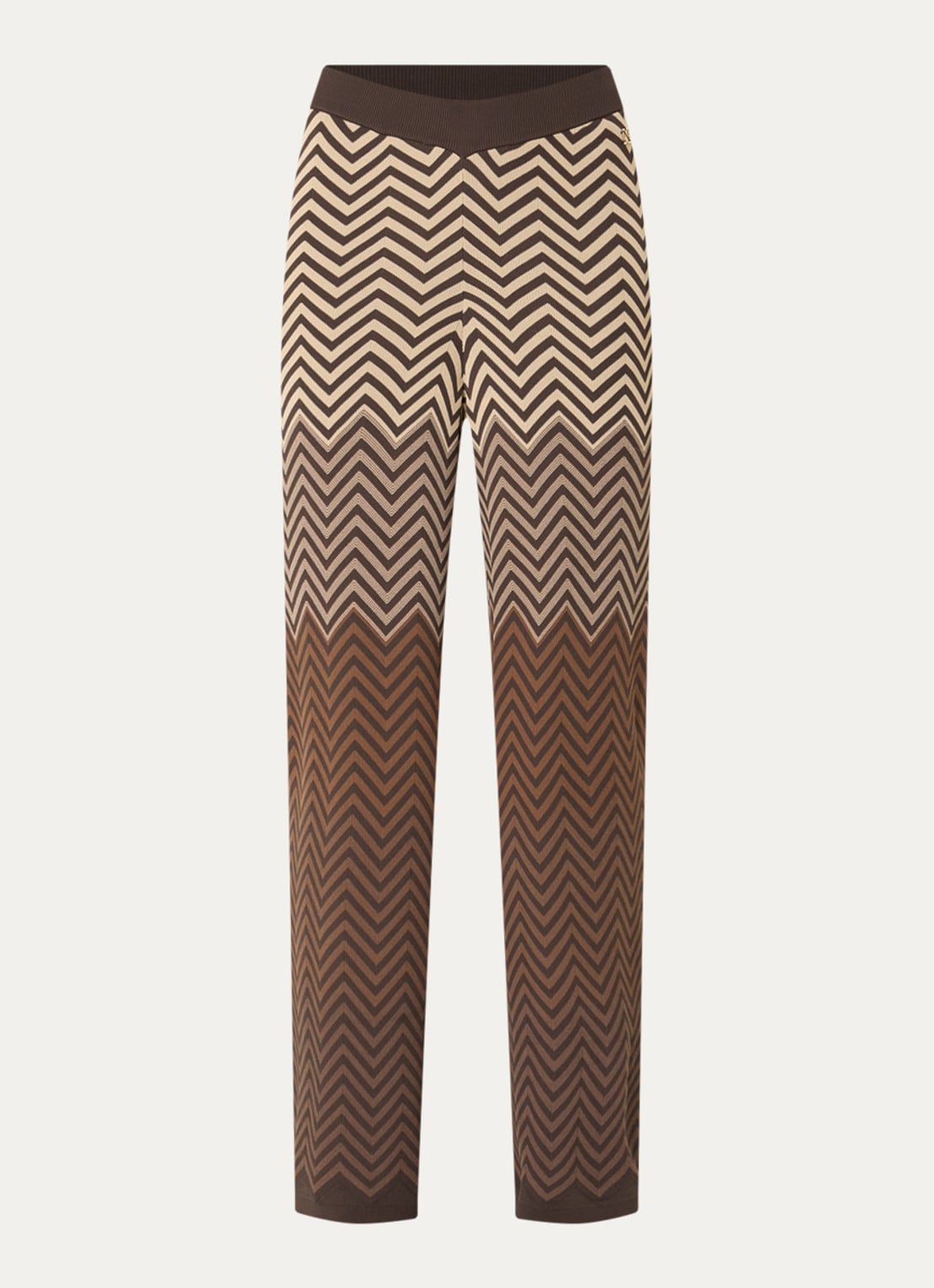 NIKKIE Avva fijngebreide broek met print - voorkant bruin