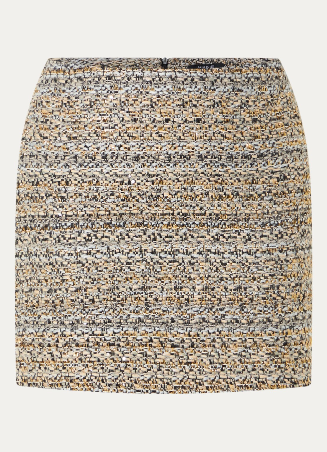 NIKKIE Azaria mini rok met strass - voorkant 3 goud