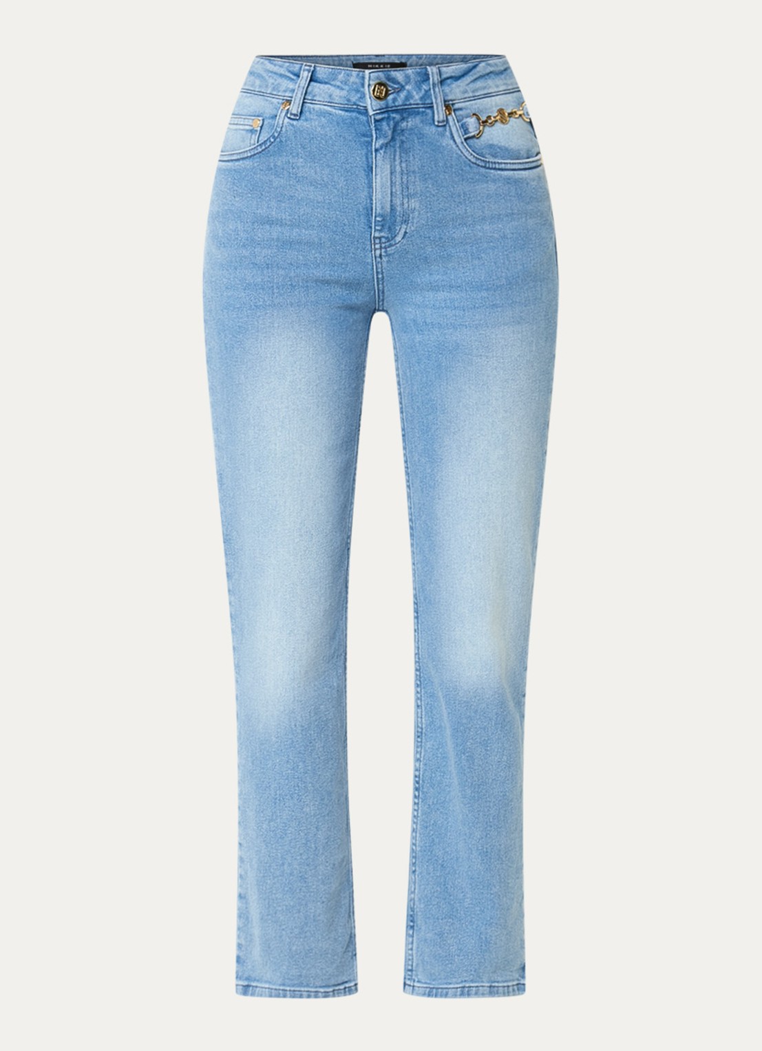 NIKKIE Bibi high waist cropped straight leg jeans met lichte wassing - voorkant 3 indigo