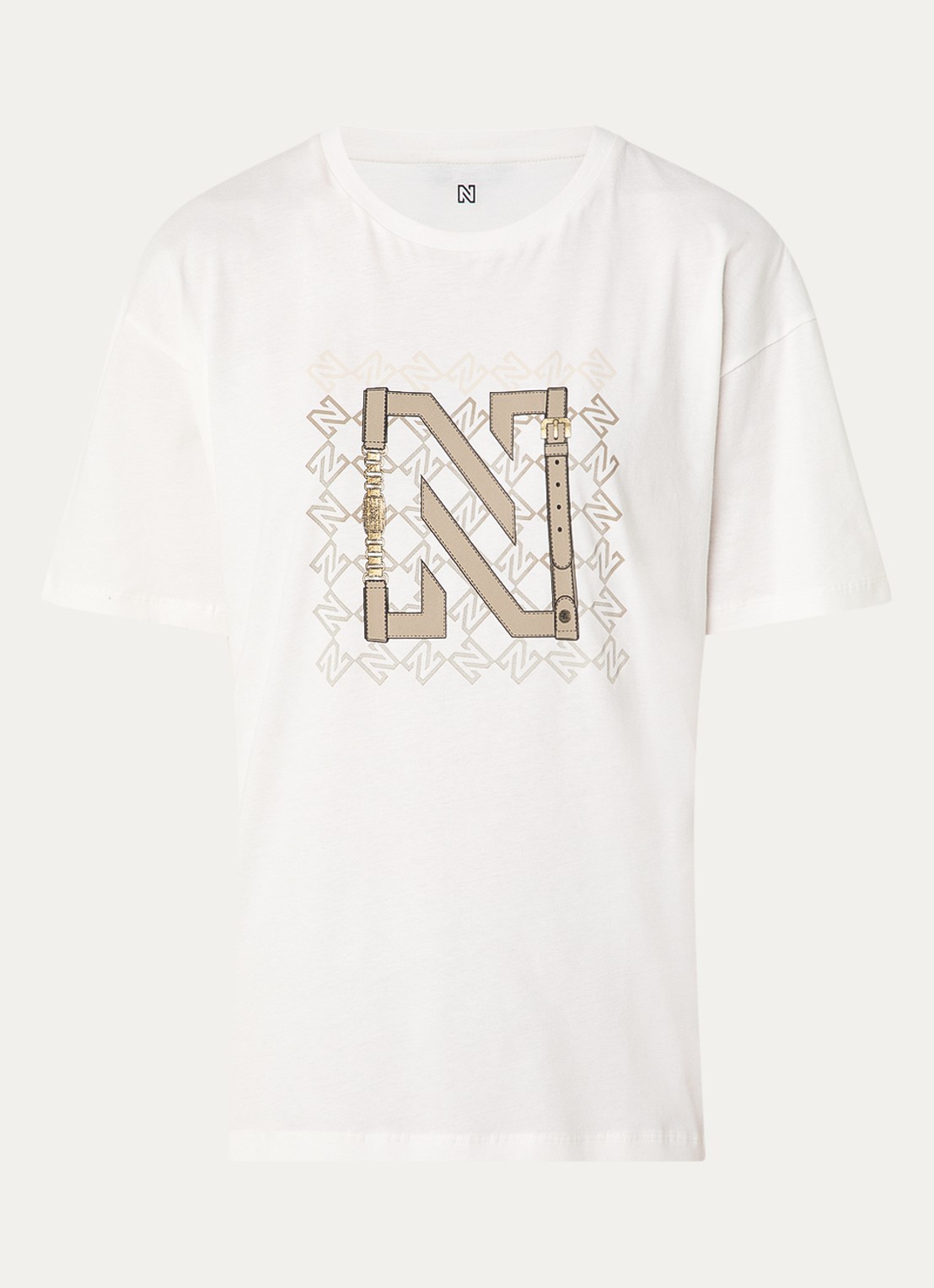 NIKKIE Chain T-shirt met print - voorkant oudroze