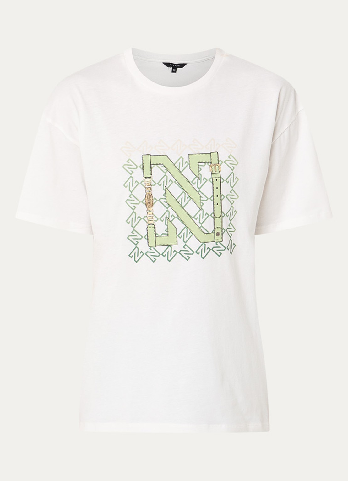 NIKKIE Chain T-shirt met print - voorkant 2 groen
