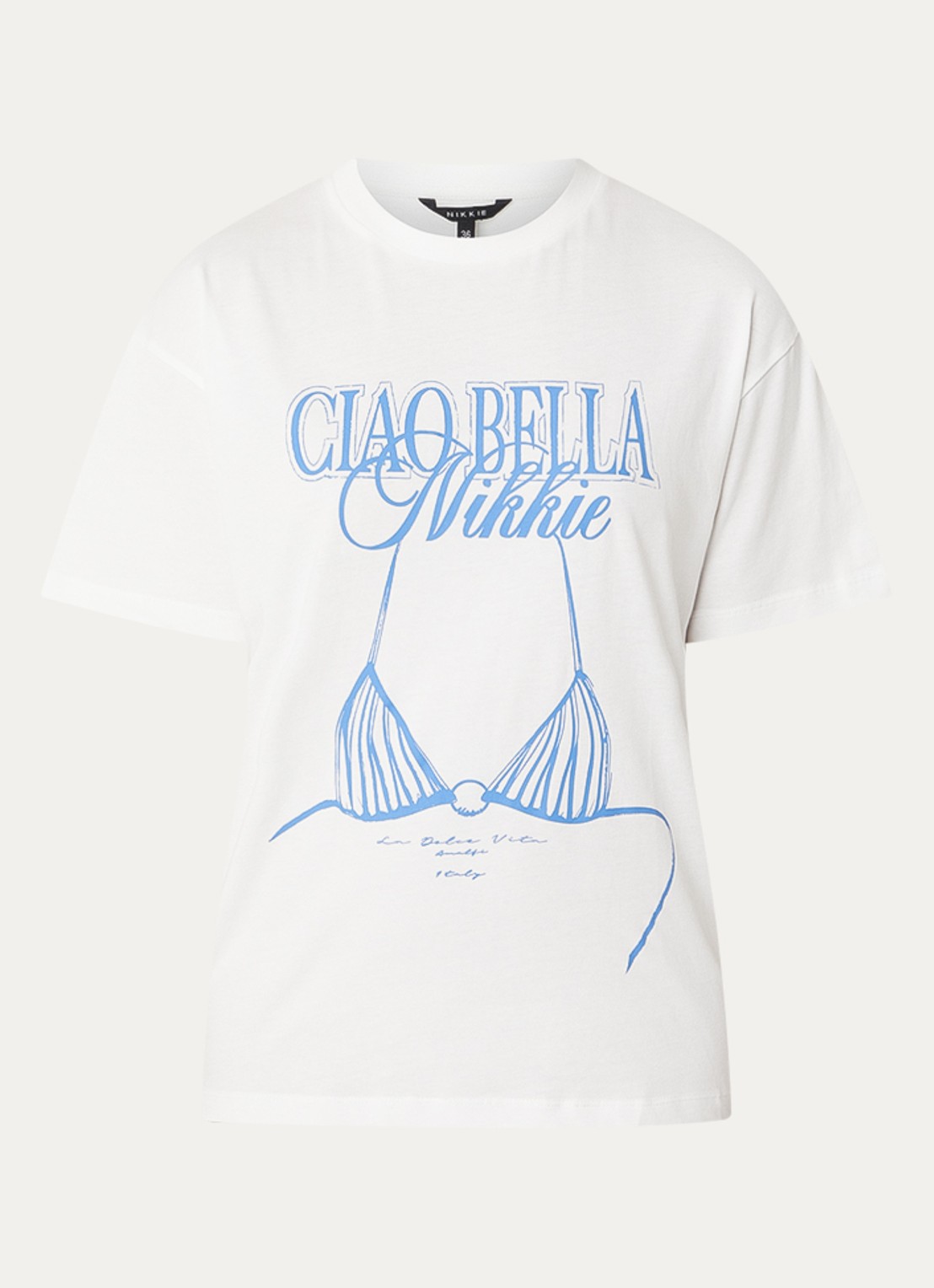 NIKKIE Ciao Bella T-shirt met print - voorkant 3 wit
