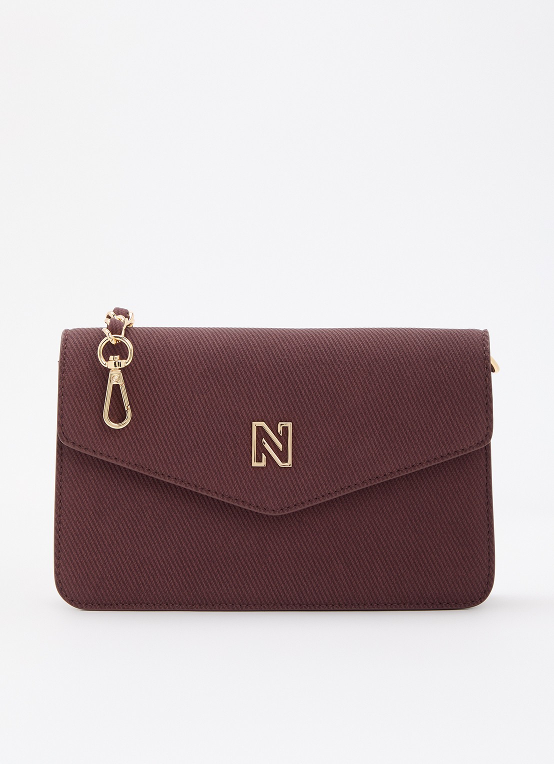 NIKKIE Daxing clutch met logo en afneembare schouderriem - voorkant 5 bordeauxrood
