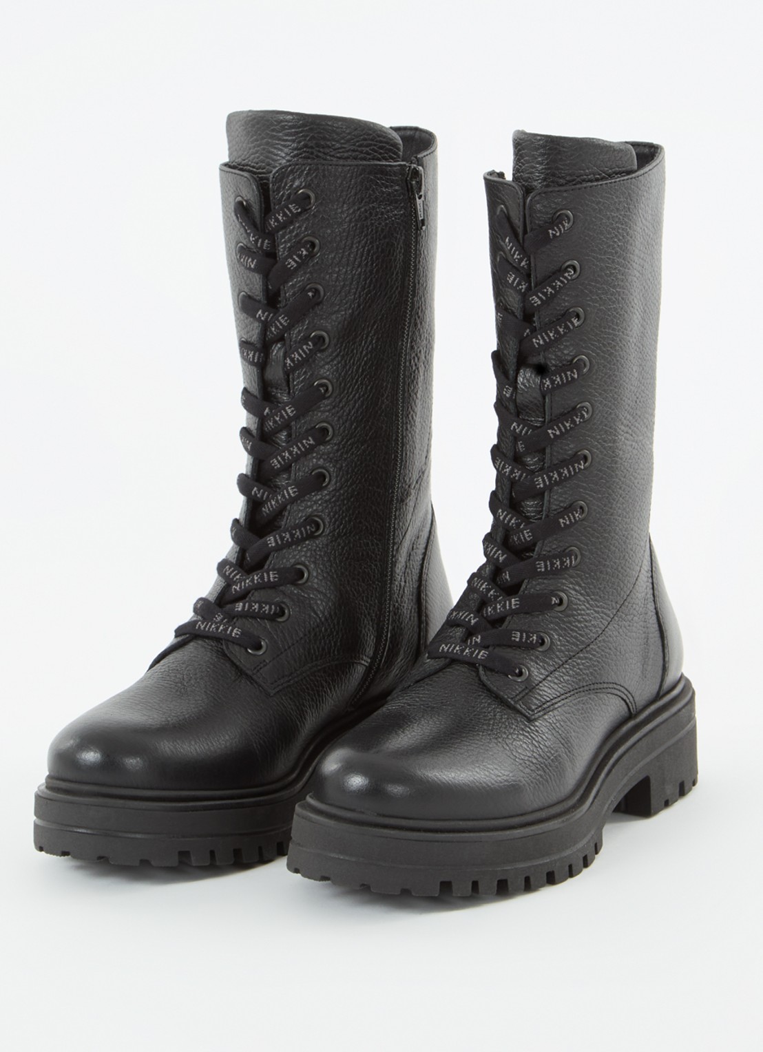 NIKKIE Dewie biker boot van leer - detail zwart