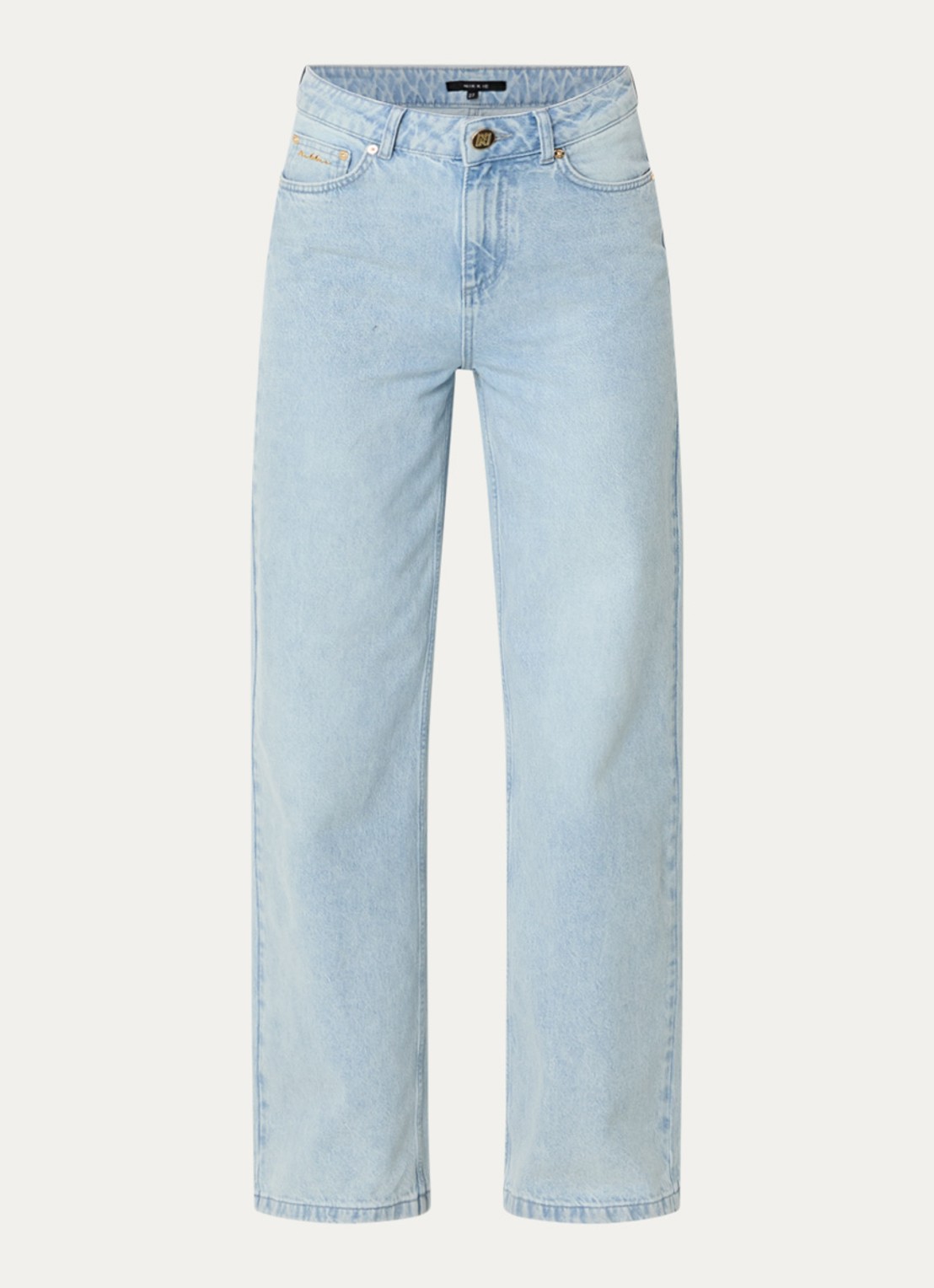 NIKKIE Erode high waist wide leg jeans met lichte wassing - voorkant 4 indigo
