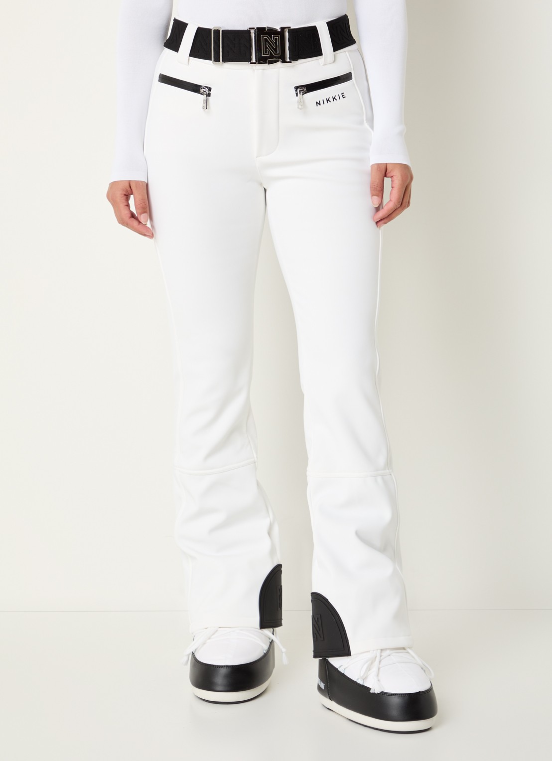 NIKKIE Grace high waist flared fit skibroek met ceintuur - detail 3 wit