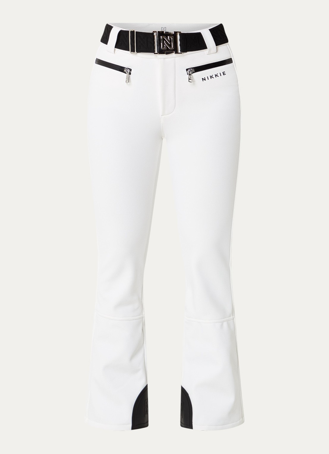 NIKKIE Grace high waist flared fit skibroek met ceintuur - voorkant wit