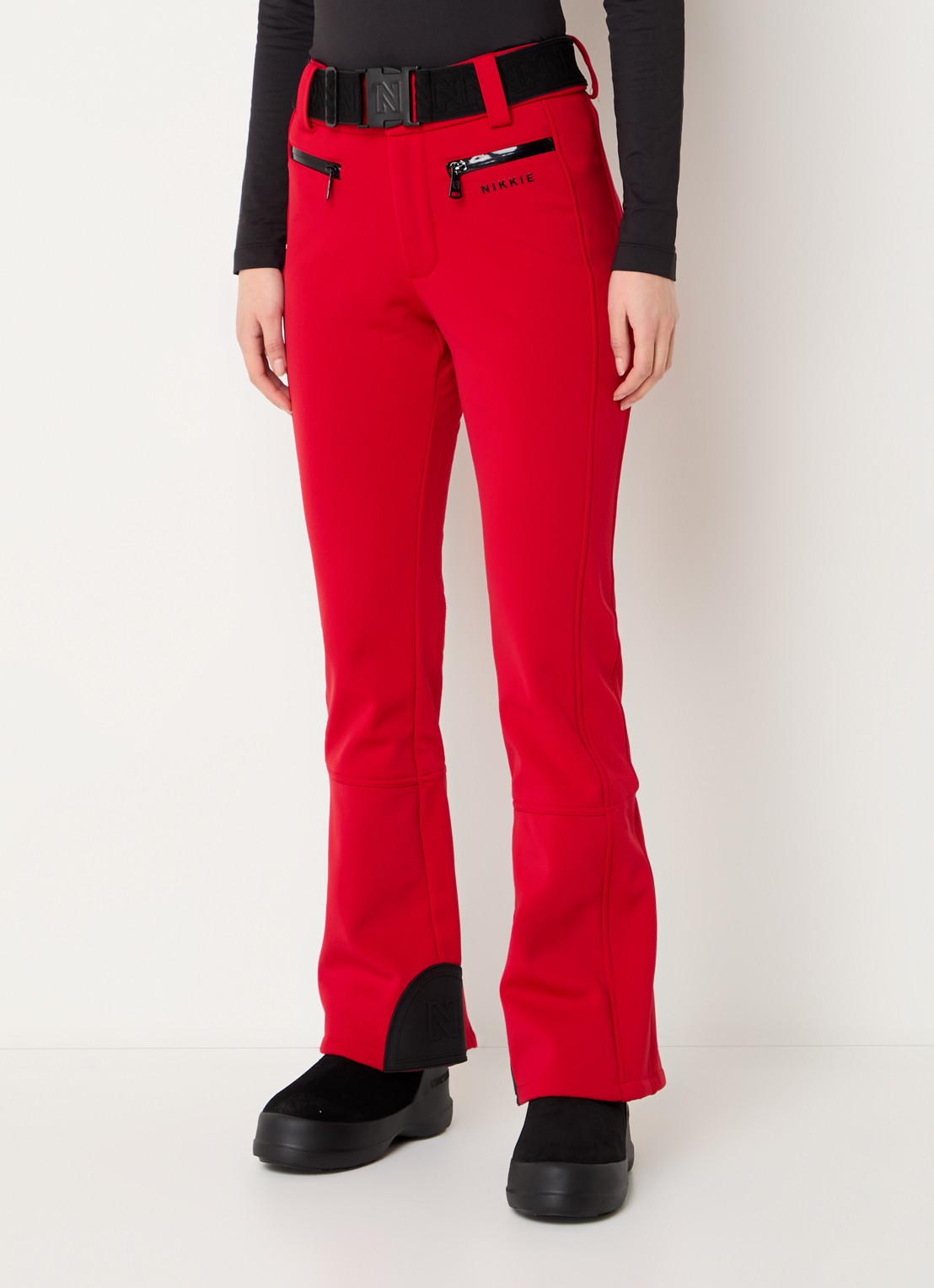 NIKKIE Grace high waist flared fit skibroek met ceintuur - detail 4 rood