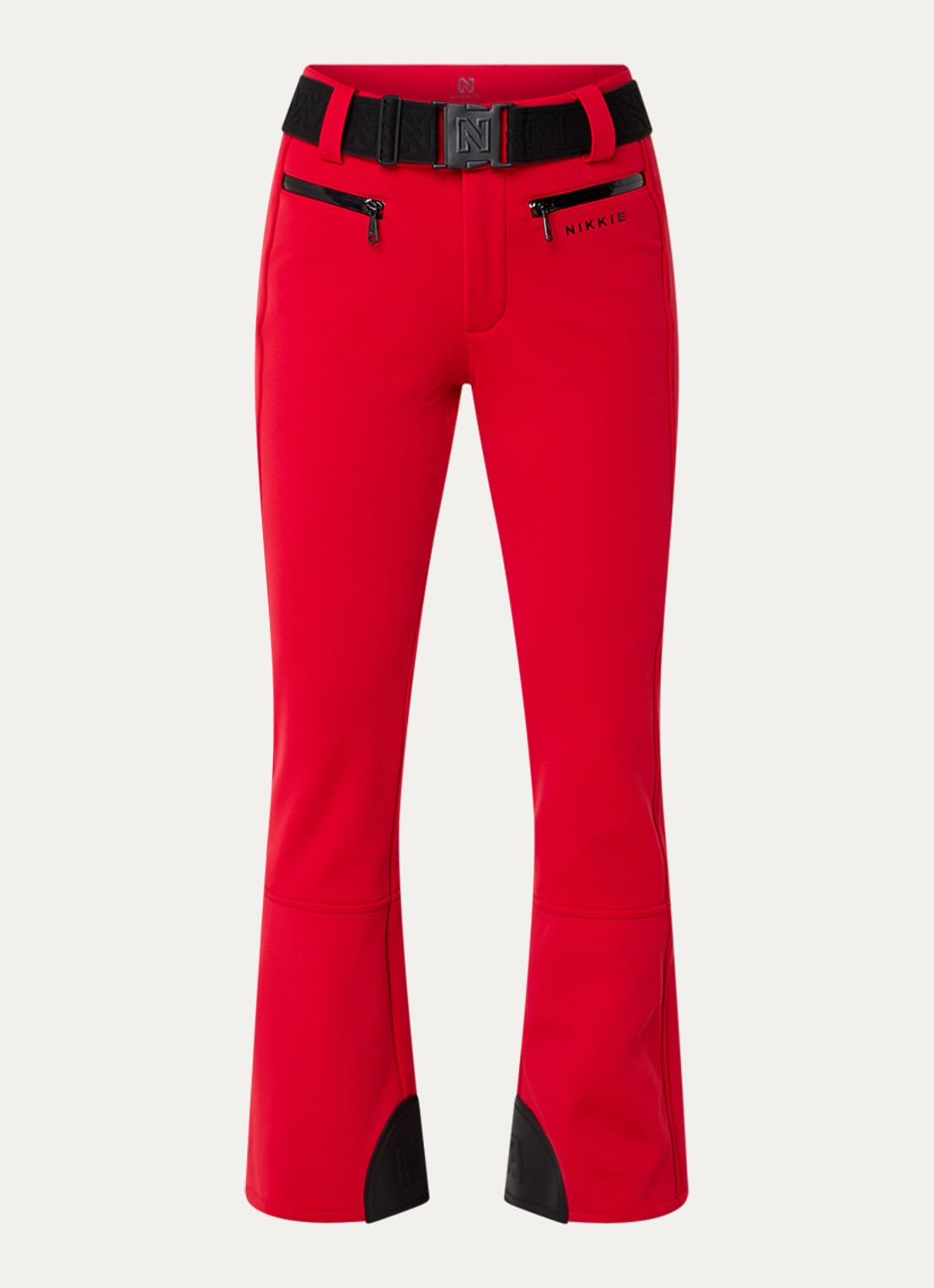 NIKKIE Grace high waist flared fit skibroek met ceintuur - voorkant rood