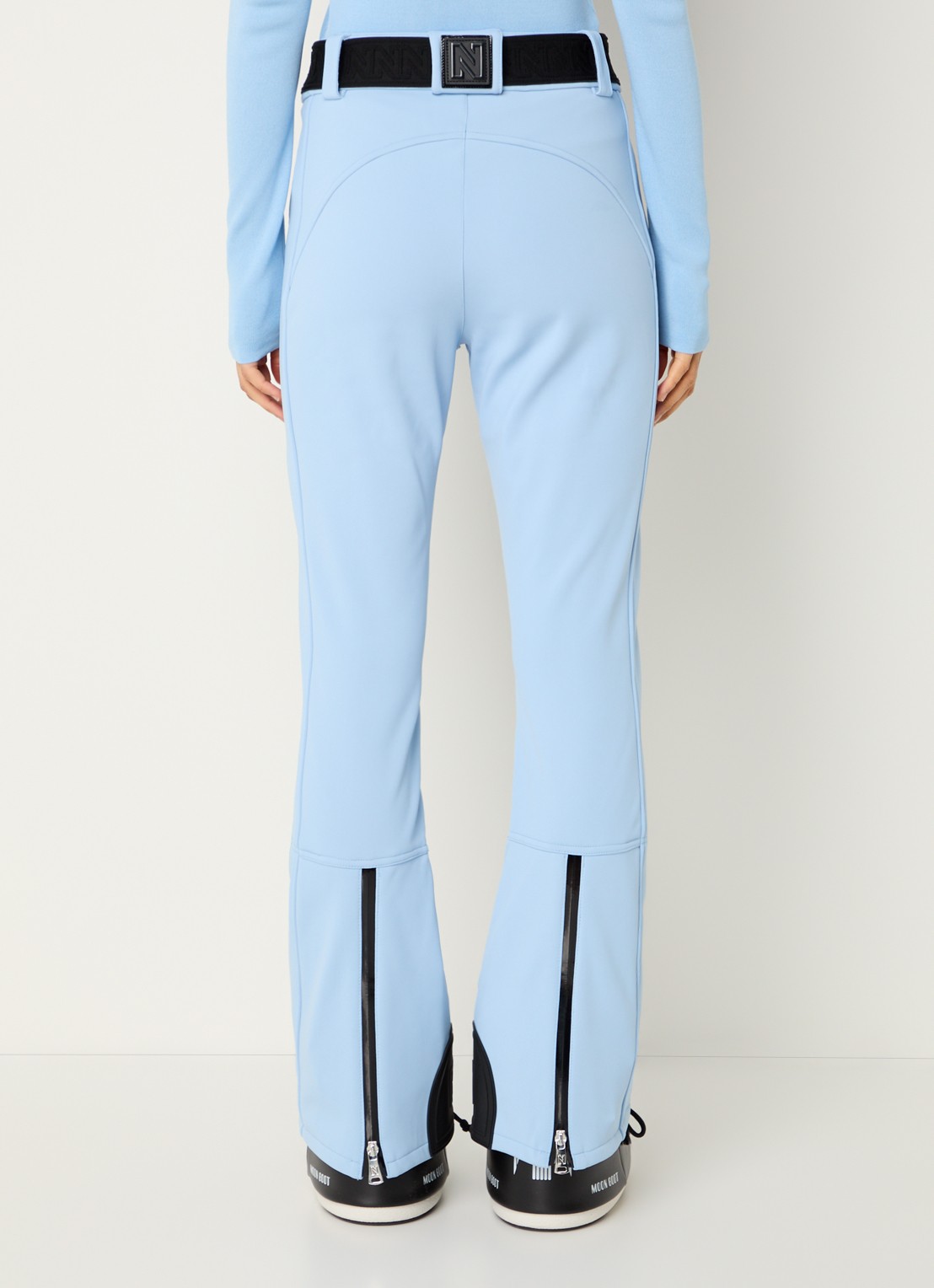 NIKKIE Grace high waist flared fit skibroek met ceintuur - achterkant blauw