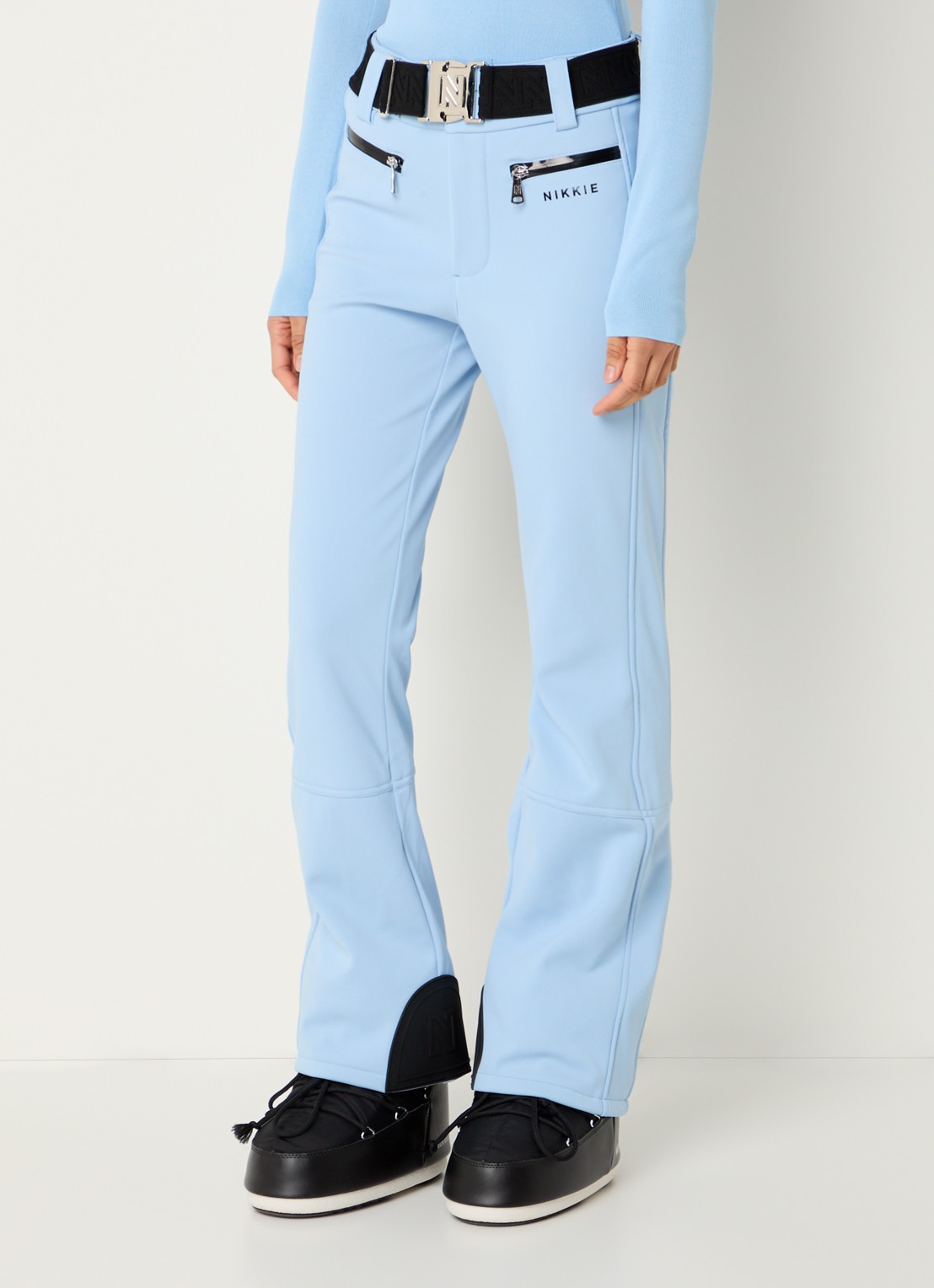 NIKKIE Grace high waist flared fit skibroek met ceintuur - detail 4 blauw