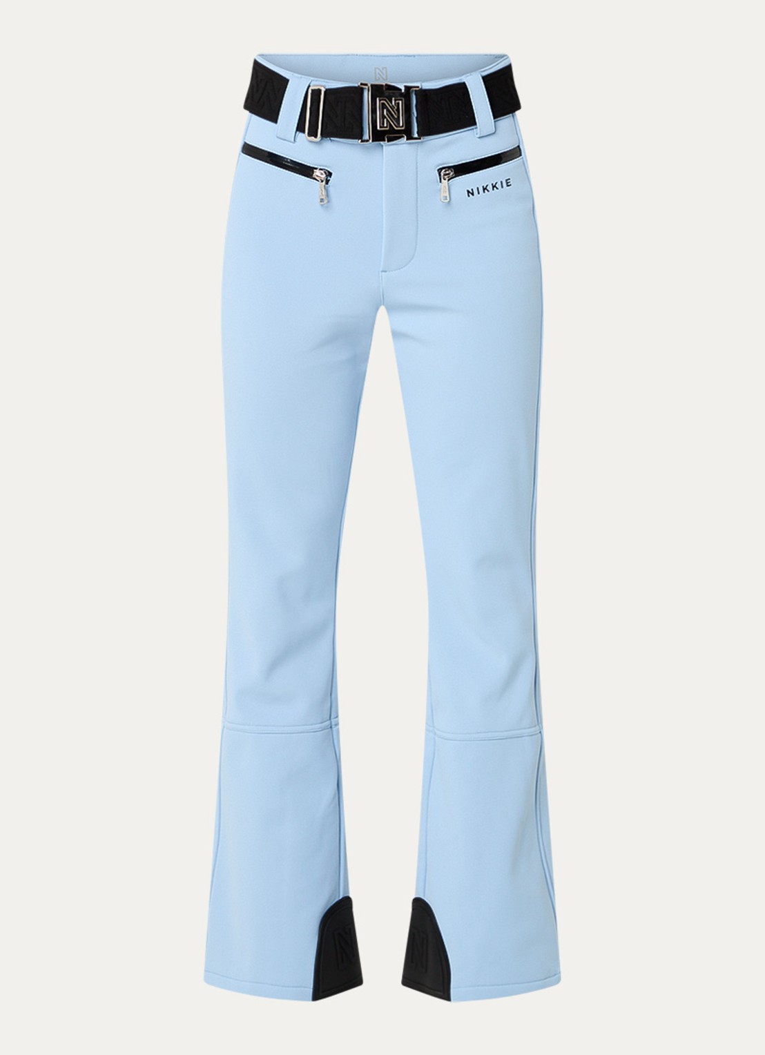 NIKKIE Grace high waist flared fit skibroek met ceintuur - voorkant 2 blauw