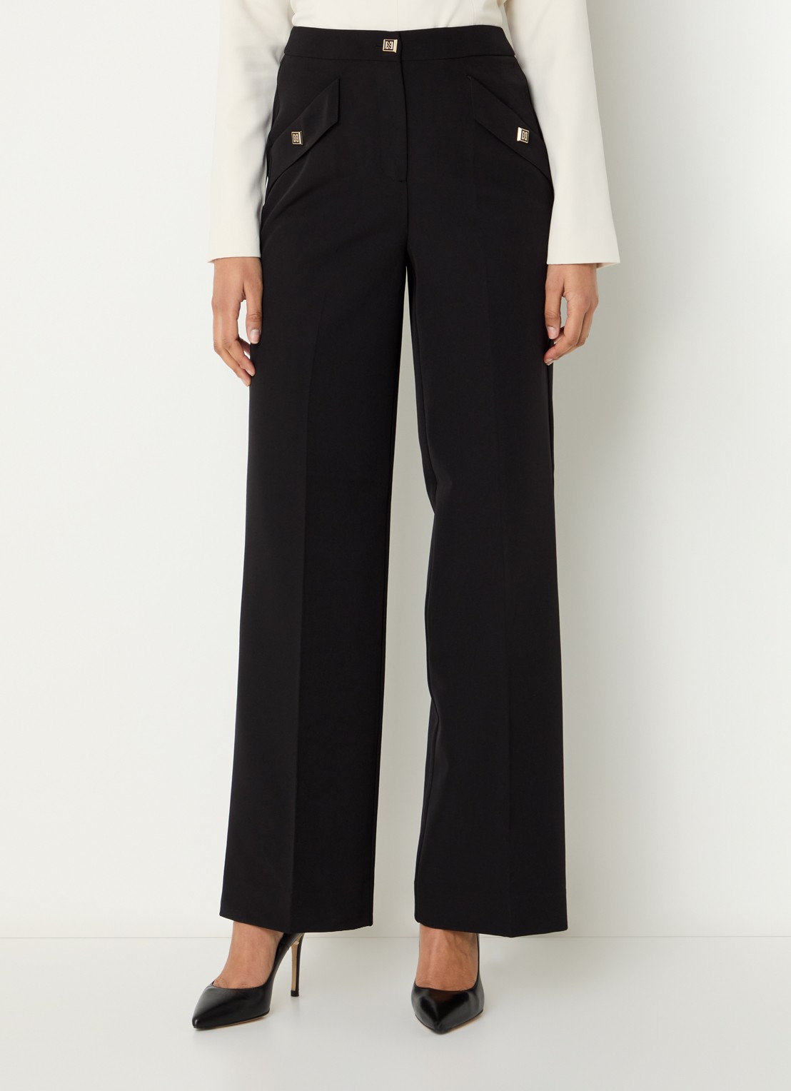 NIKKIE Henderson high waist loose fit pantalon met steekzakken - detail zwart