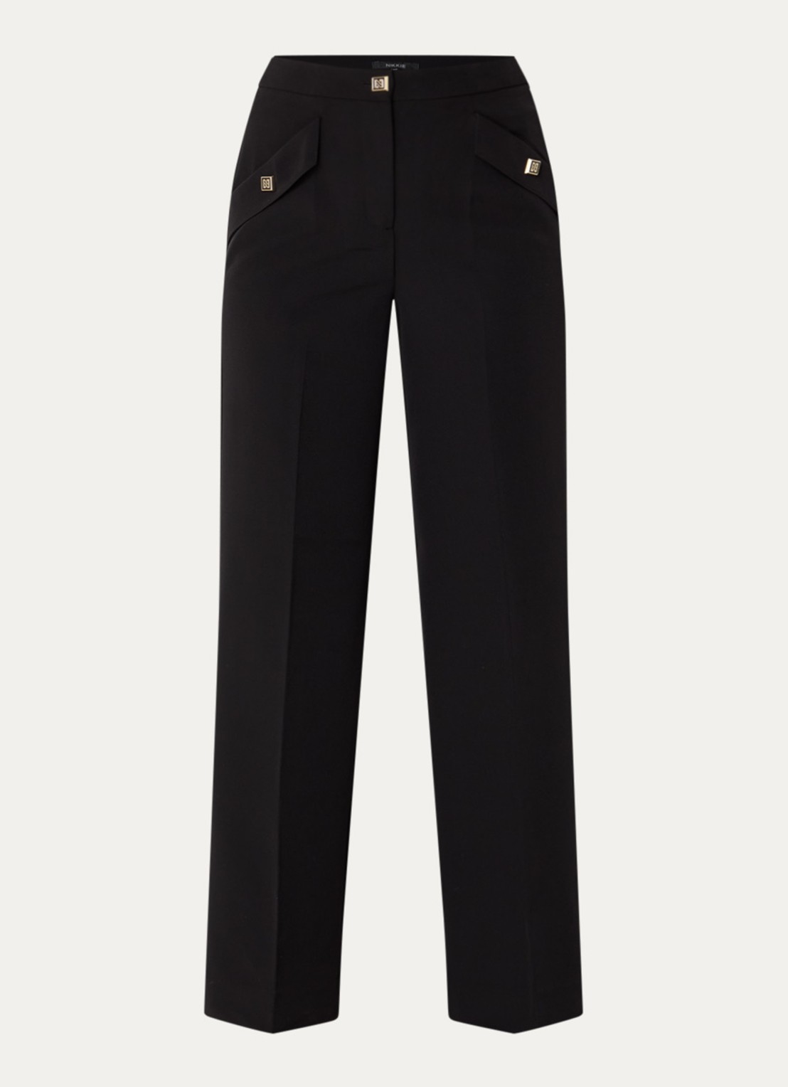 NIKKIE Henderson high waist loose fit pantalon met steekzakken - voorkant 3 zwart