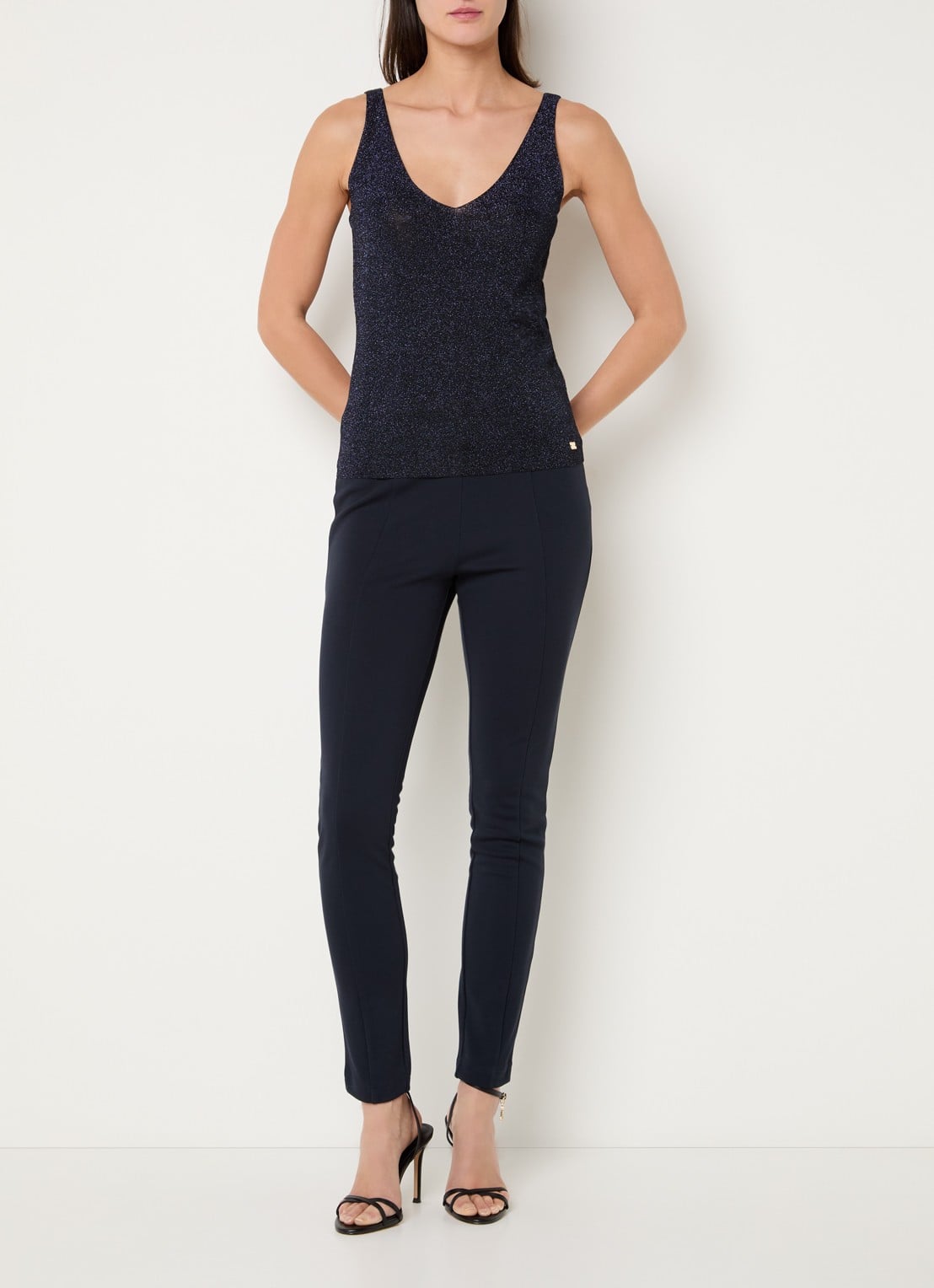 NIKKIE Indio top met strass - voorkant 3 donkerblauw