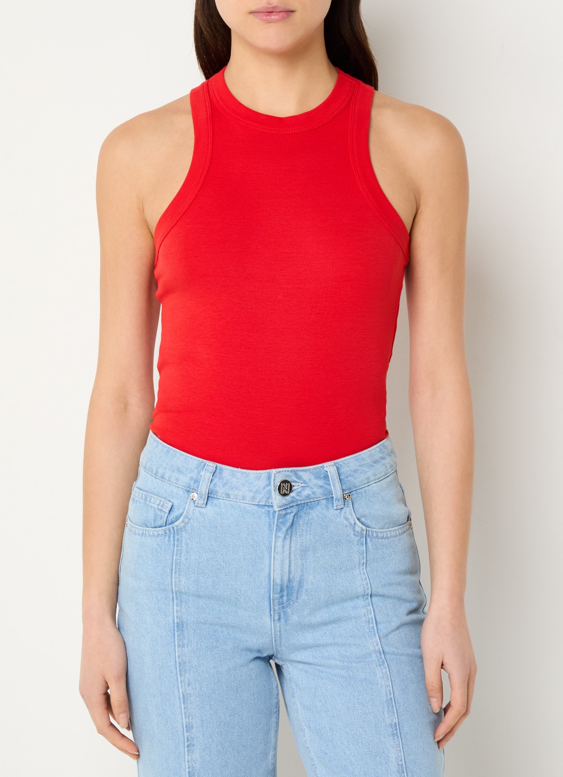 NIKKIE Irece tanktop met ronde hals  - detail rood