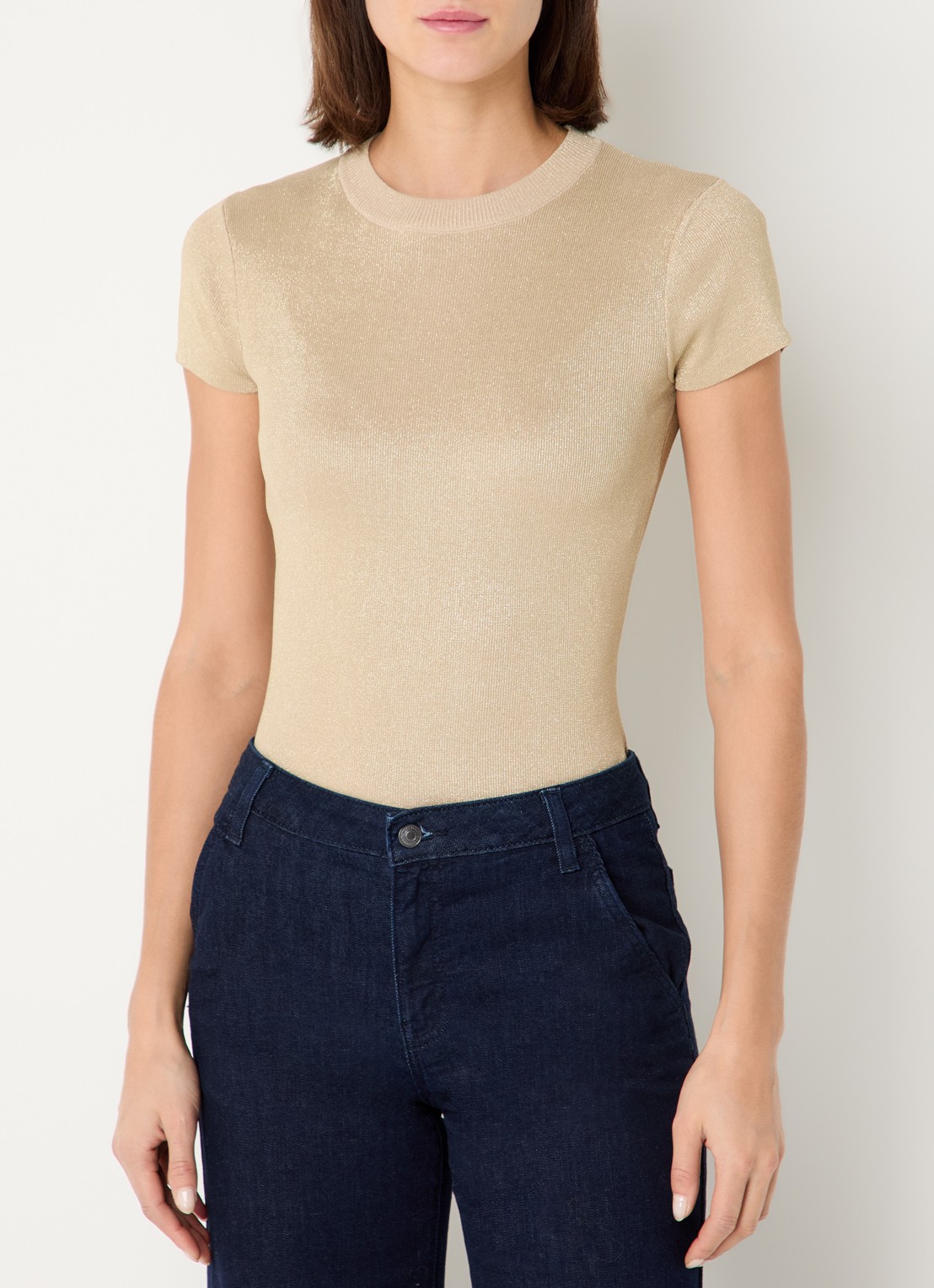 NIKKIE Jofli top met lurex en stretch - detail goud