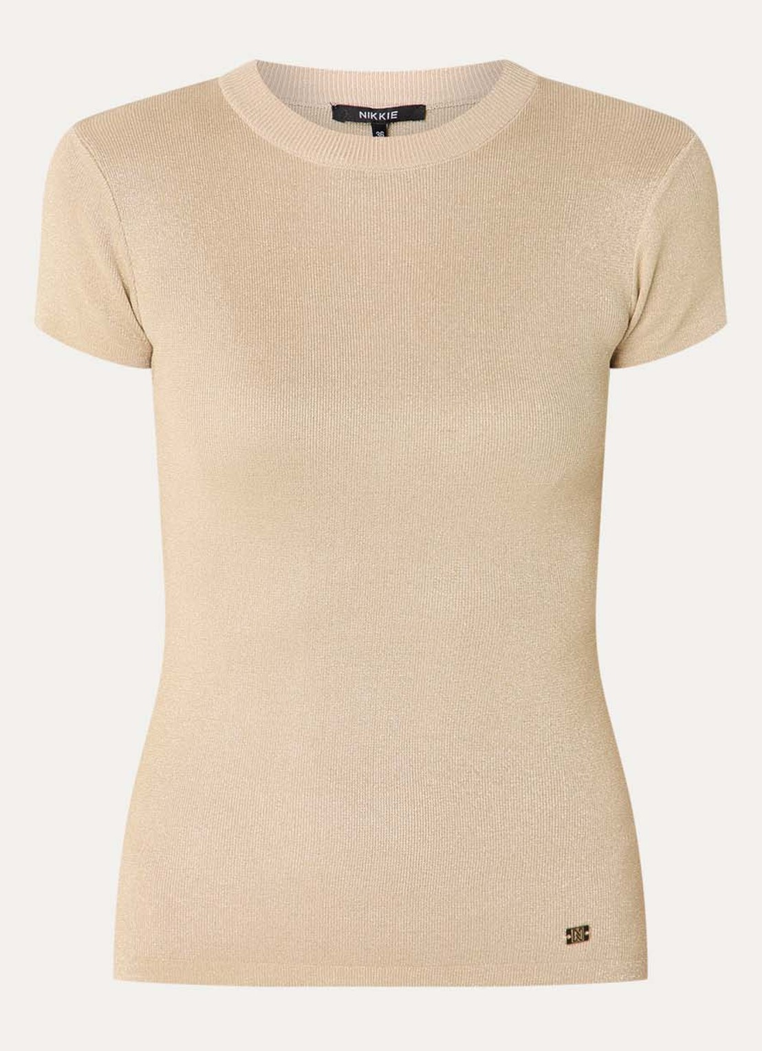 NIKKIE Jofli top met lurex en stretch - voorkant 3 goud