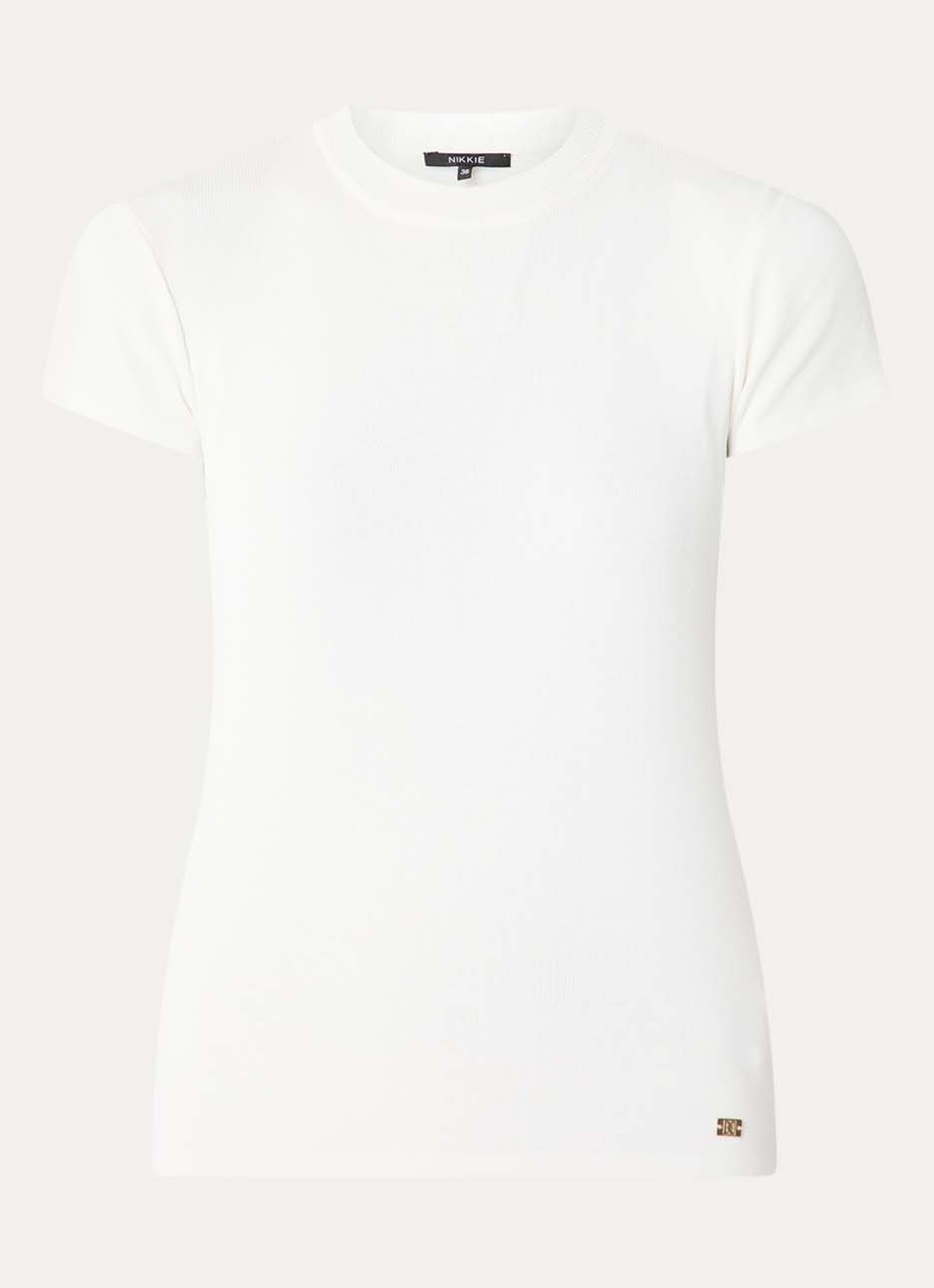 NIKKIE Jofli top met ribstructuur en stretch - voorkant 3 wit