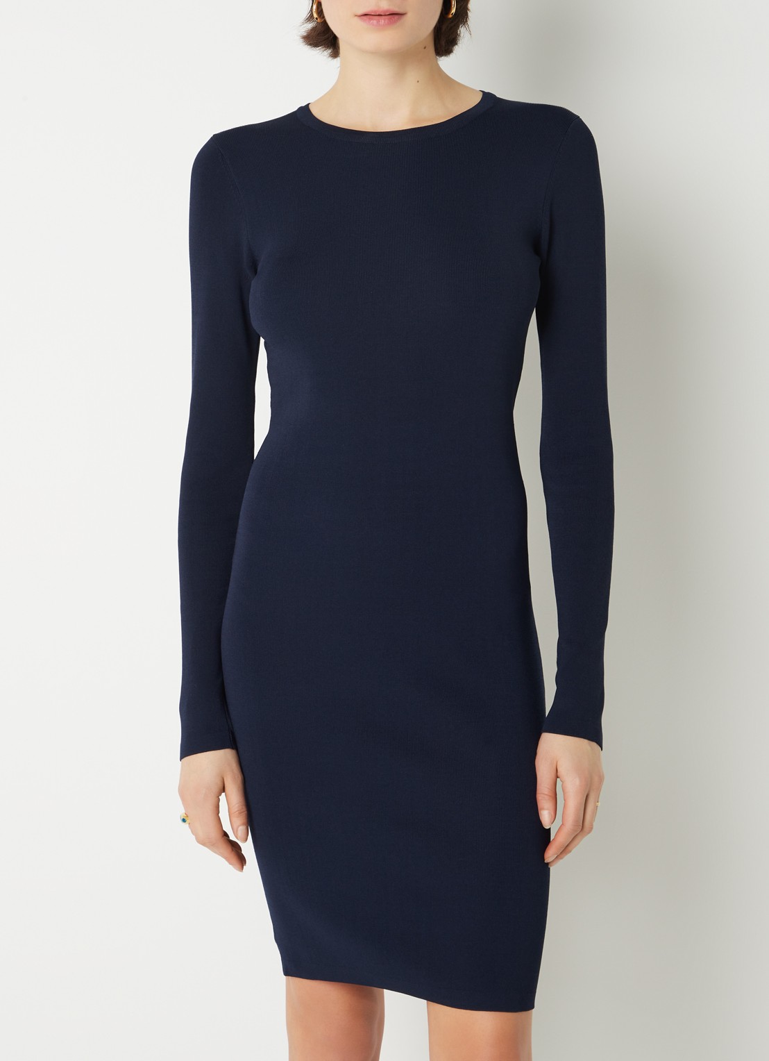 NIKKIE Jolie fijngebreide fitted midi jurk - detail 2 blauw