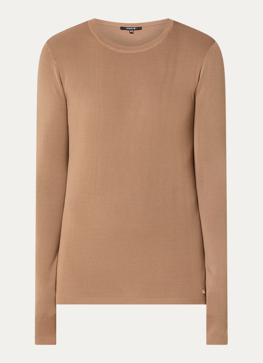 NIKKIE Jolie fijngebreide longsleeve met stretch - voorkant 3 lichtbruin