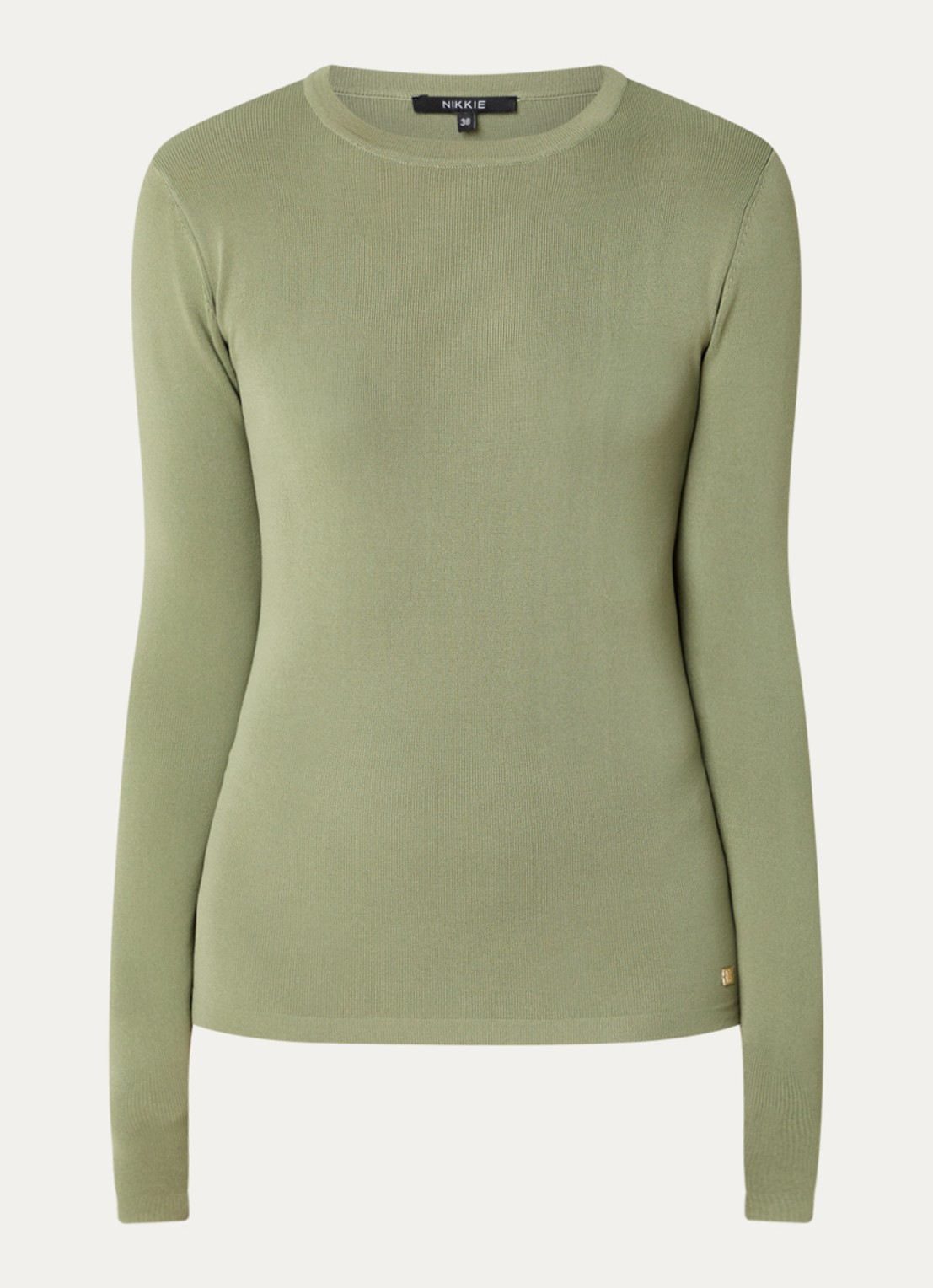 NIKKIE Jolie fijngebreide longsleeve met stretch - voorkant 2 lichtgroen