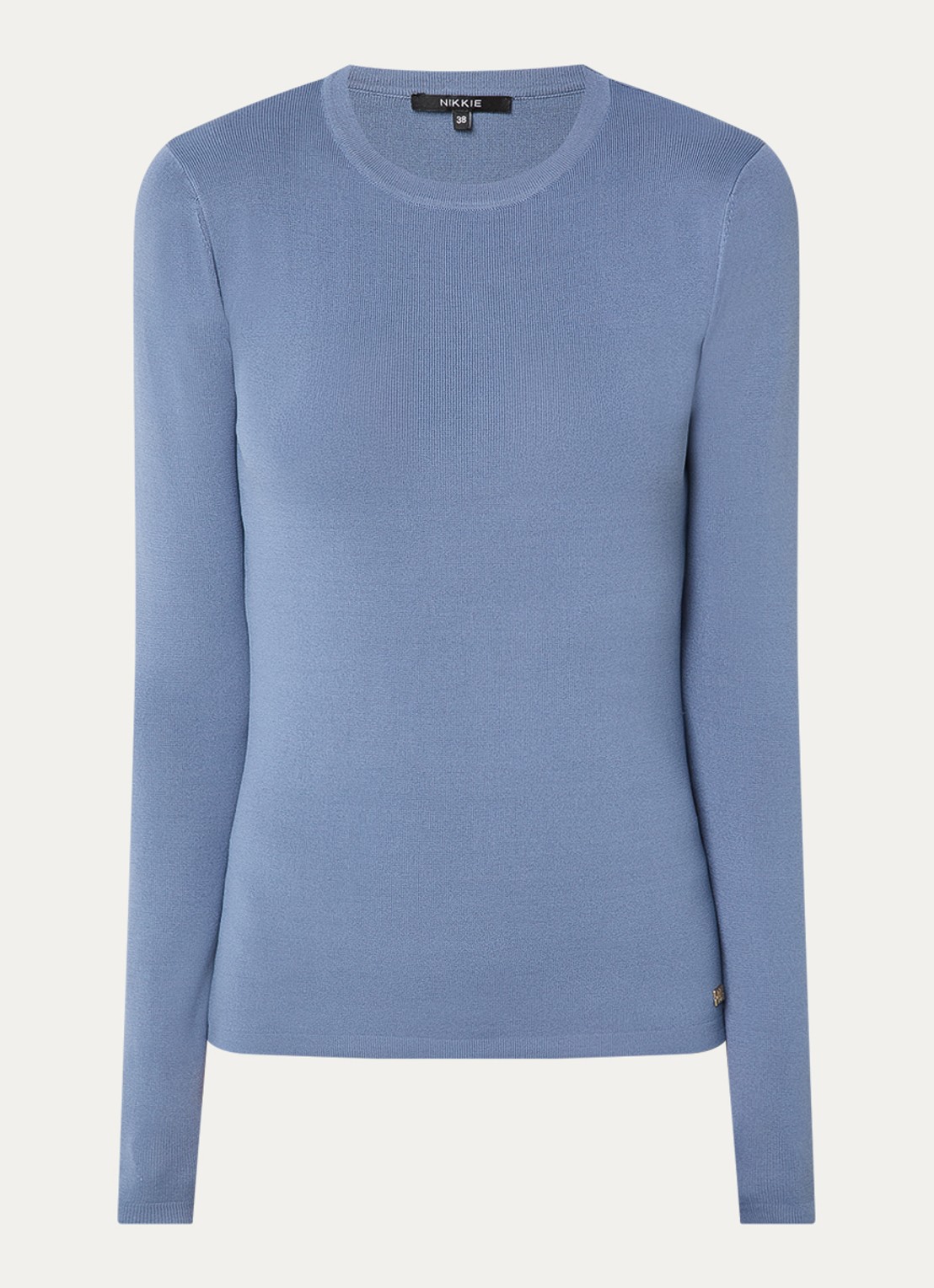 NIKKIE Jolie fijngebreide longsleeve met stretch - voorkant 2 staalblauw