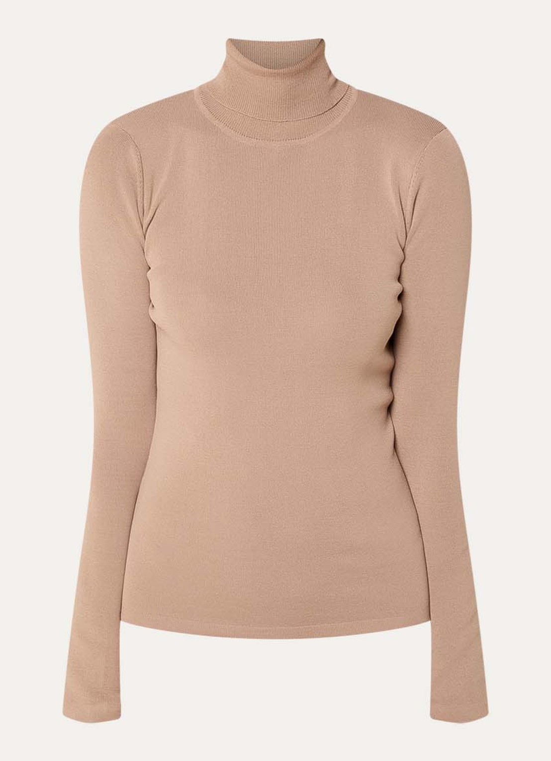 NIKKIE Jolie fijngebreide top met col - voorkant 2 beige