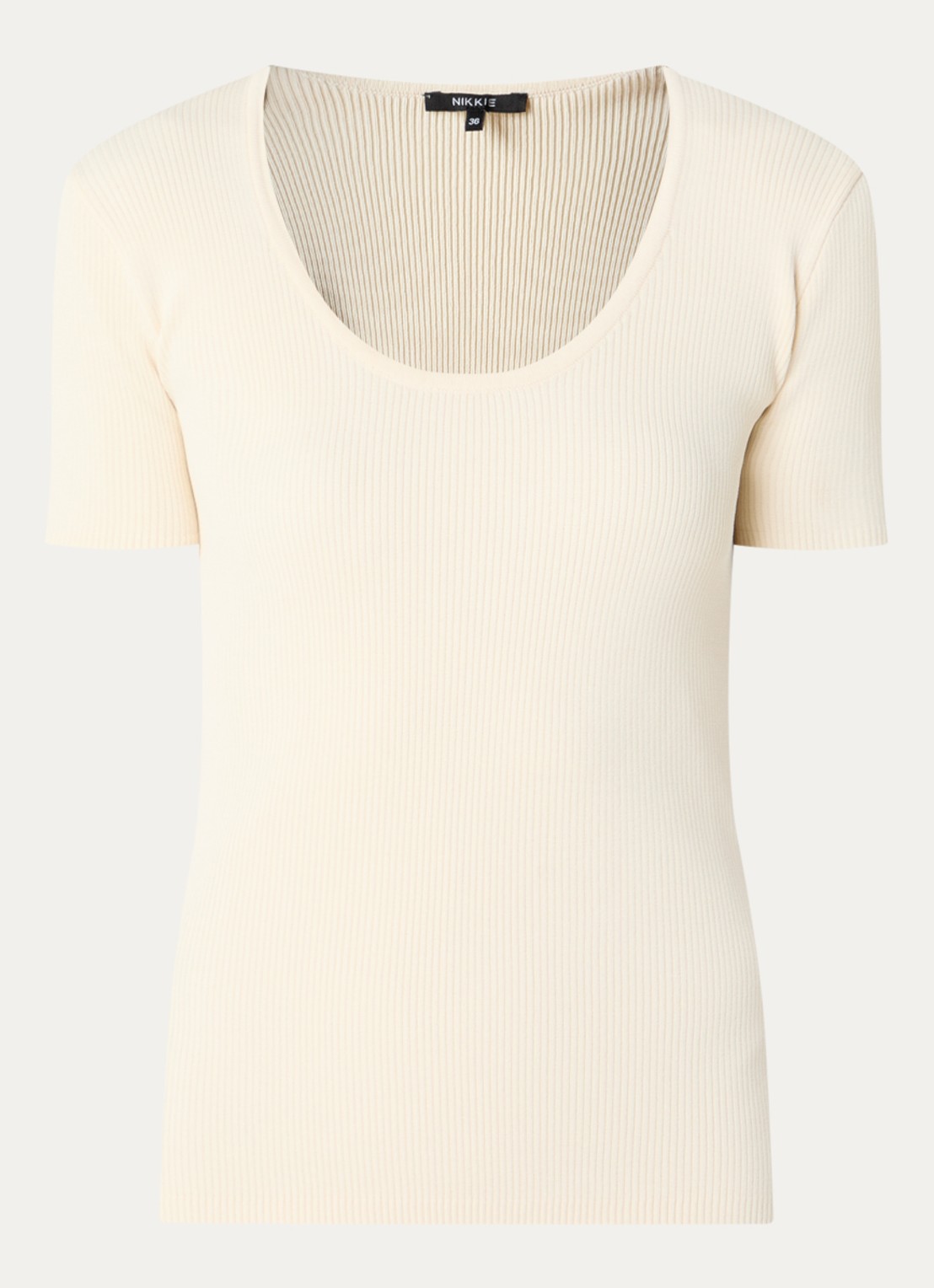 NIKKIE Jolie T-shirt met ronde hals - voorkant creme