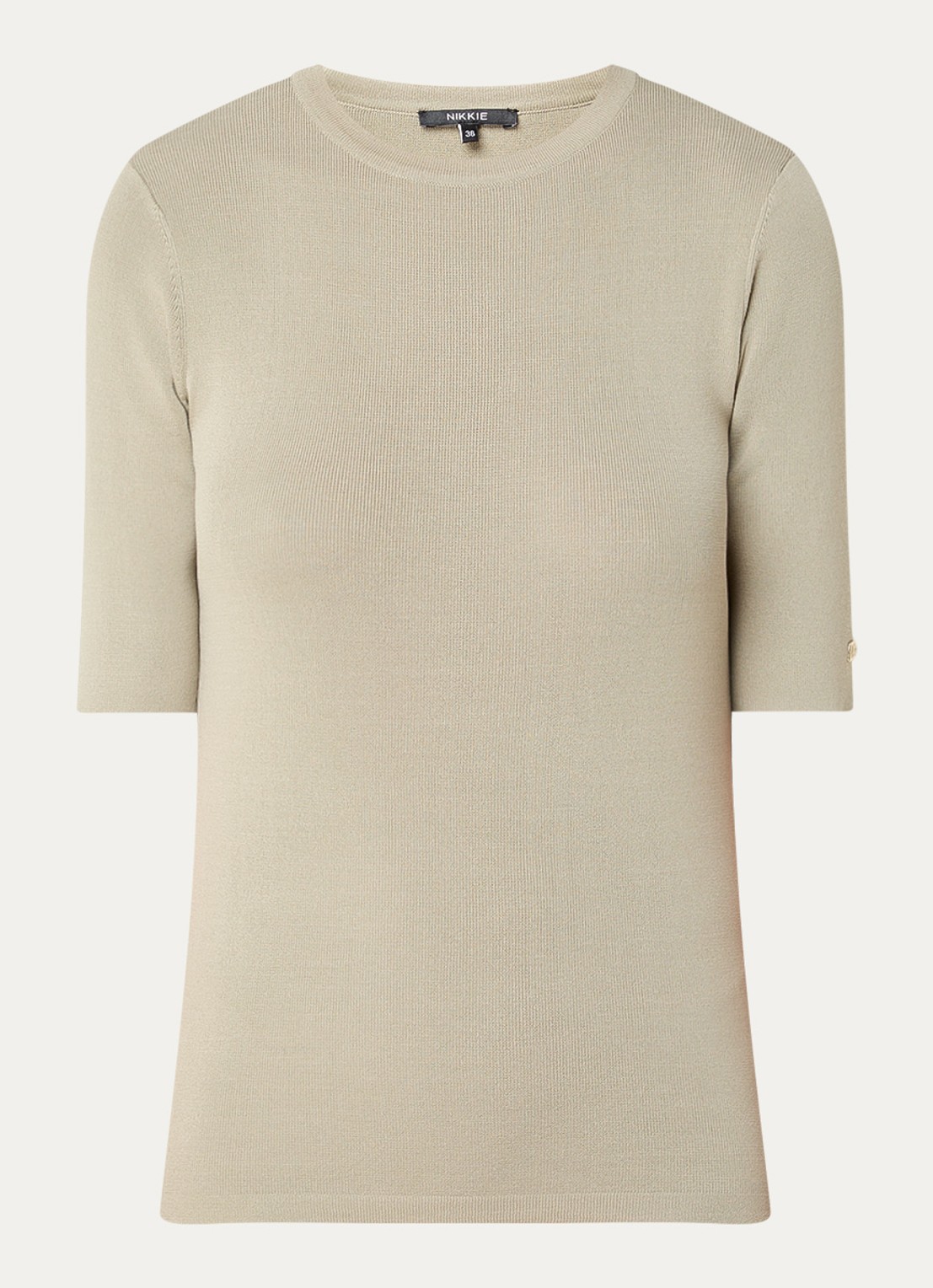 NIKKIE Jolie top met ronde hals - voorkant khaki